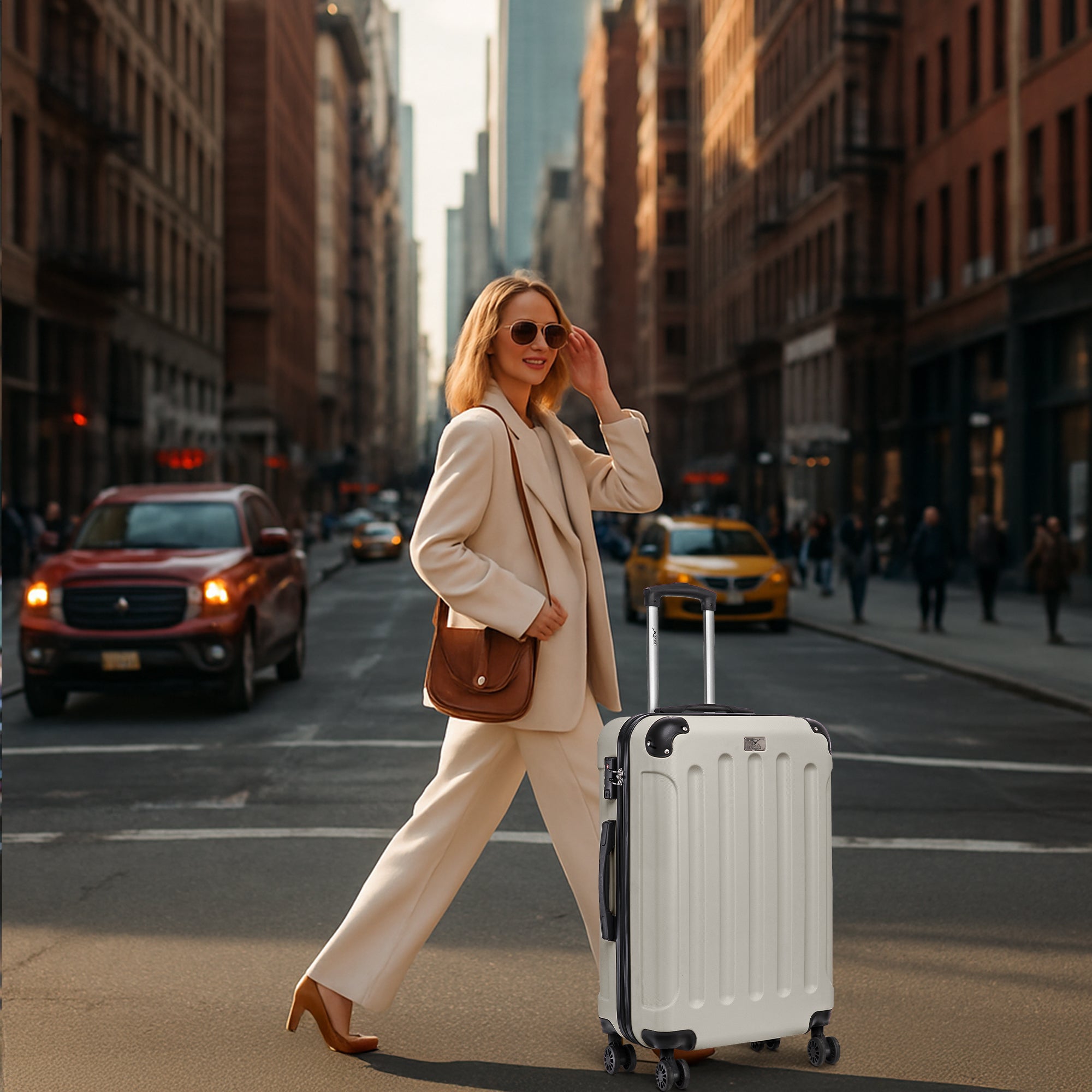 LUGG Skywander 24” Lightweight Underseat Cabin Bag - 67cm x 44cm x 24.5cm – EasyJet Approved Carry-On Suitcase, Durable ABS Hard Shell- Beige