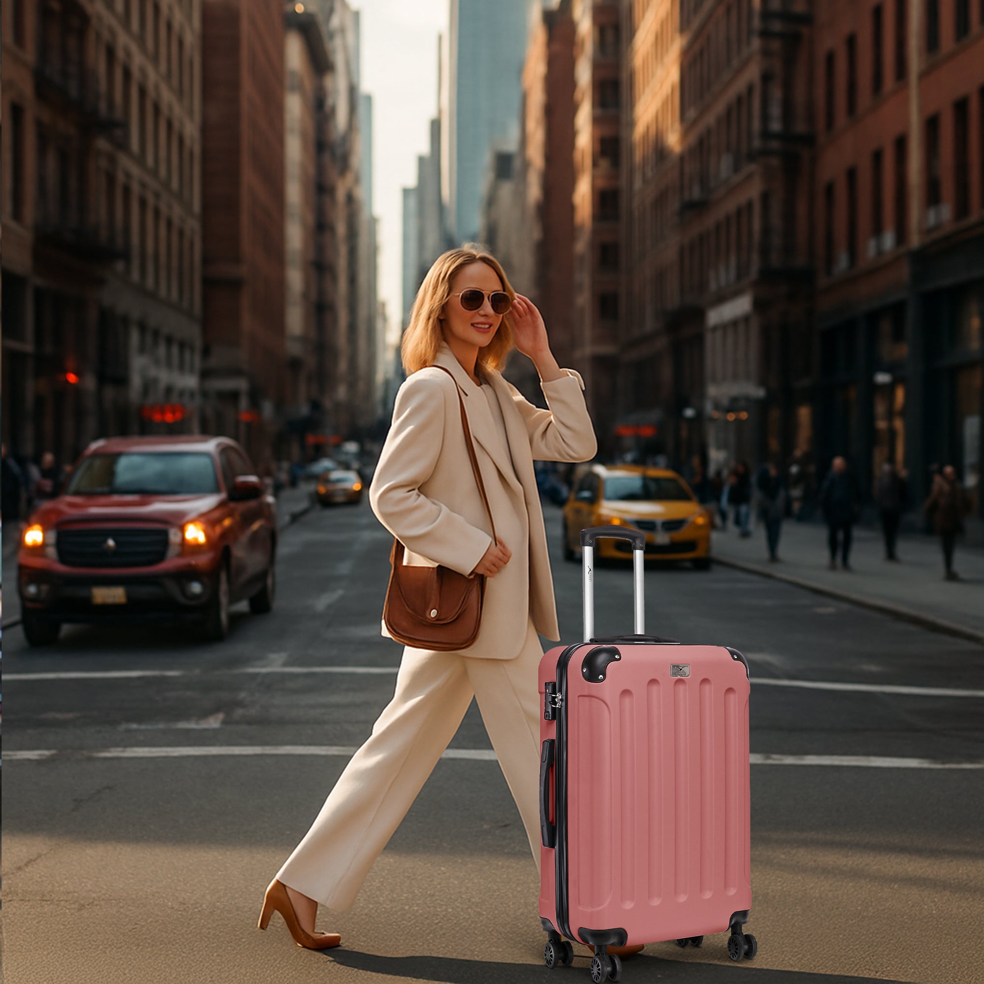 LUGG Skywander 24” Lightweight Underseat Cabin Bag - 67cm x 44cm x 24.5cm – EasyJet Approved Carry-On Suitcase, Durable ABS Hard Shell- Rose Gold