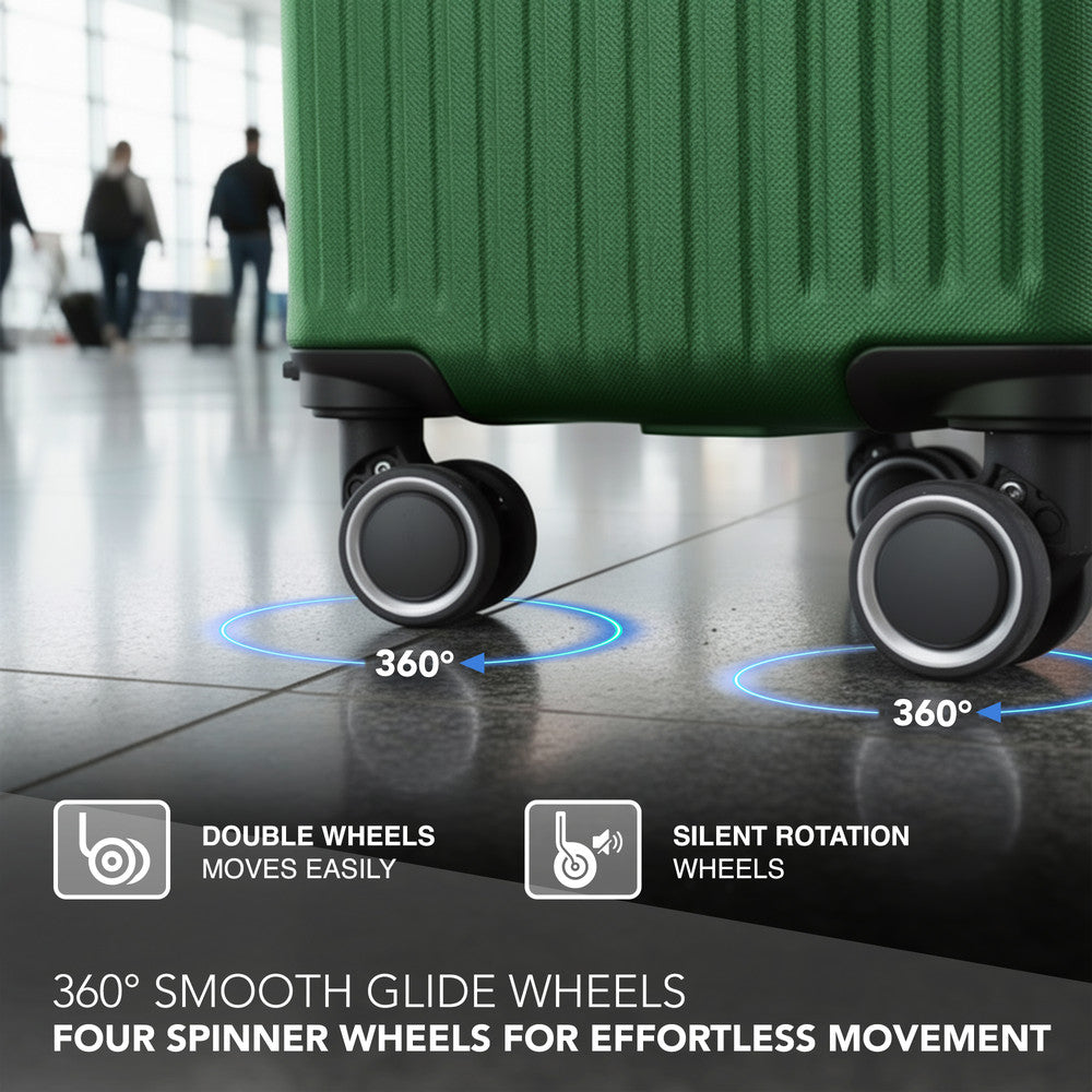 LUGG 32inch Vacay Suitcase ABS Luggage with TSA Indent Lock, Aluminium Trolley Handle, 360° Spinner Wheels, Water-Resistant & Durable Material - Airline Compatible (86 x 31 x 58cm) - Forest