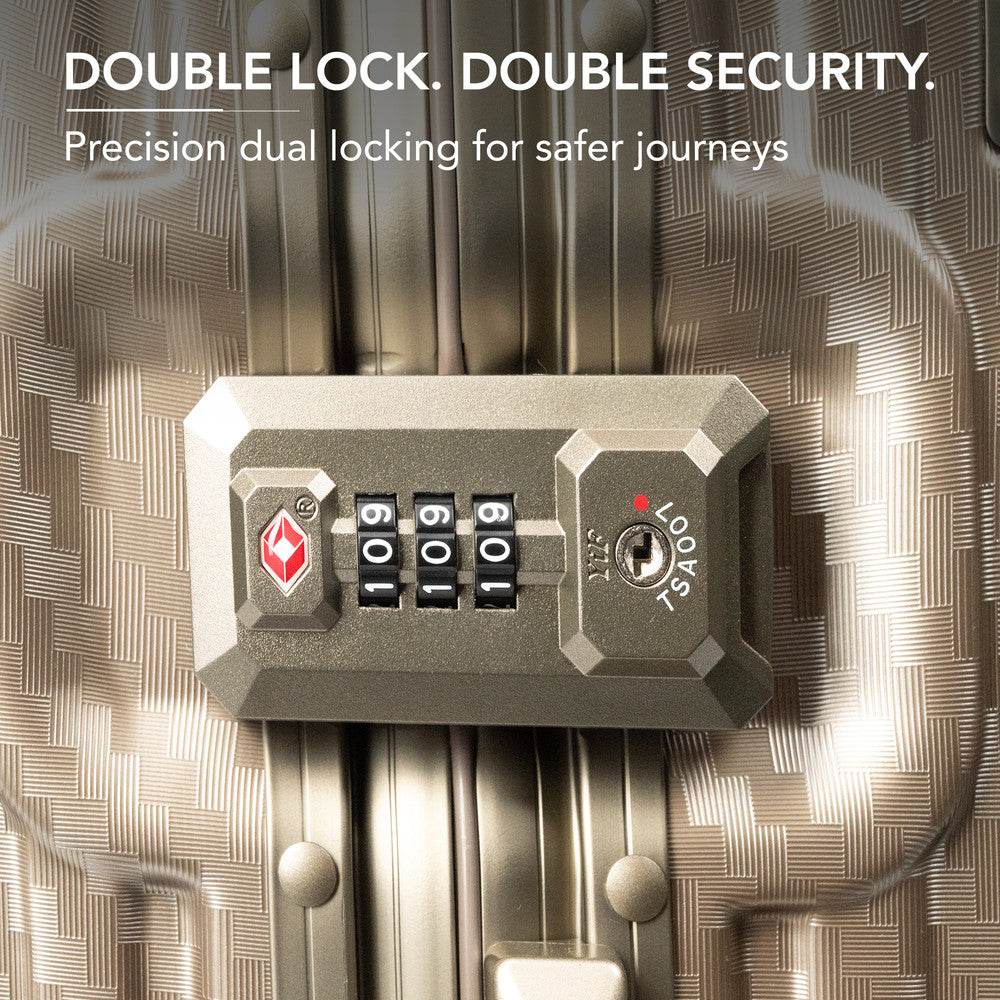LUGG 24" Hard Shell Trolley Suitcase Aluminium TSA Lock Gold 65x45x26.5cm