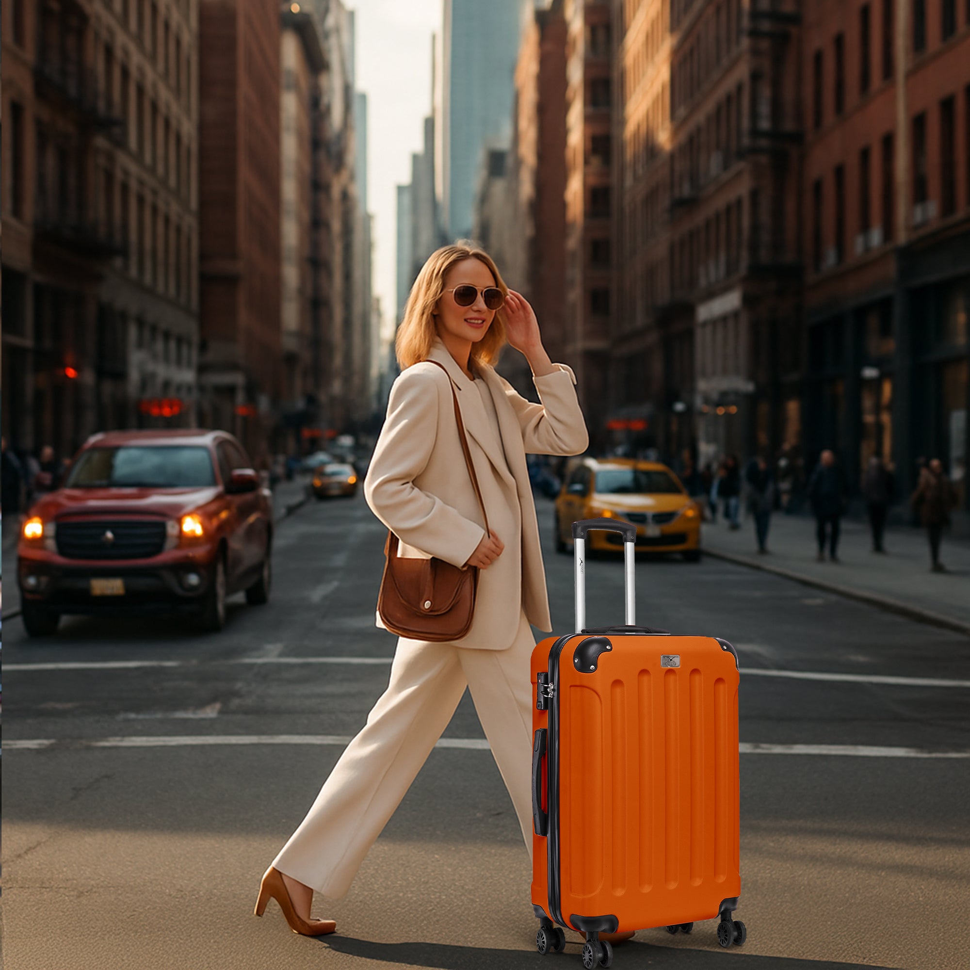 LUGG Skywander 24” Lightweight Underseat Cabin Bag - 67cm x 44cm x 24.5cm – EasyJet Approved Carry-On Suitcase, Durable ABS Hard Shell- Orange