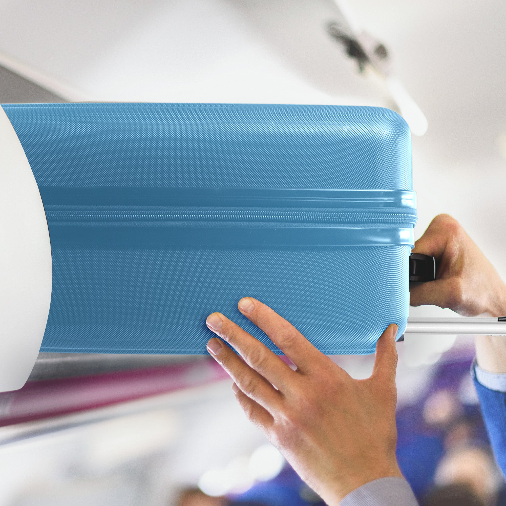 Vacay 15” Suitcase ABS Luggage, Aluminium Trolley Handle, 360° Spinner Wheels - Airline Compatible (45 x 33x 20cm) - Skyblue