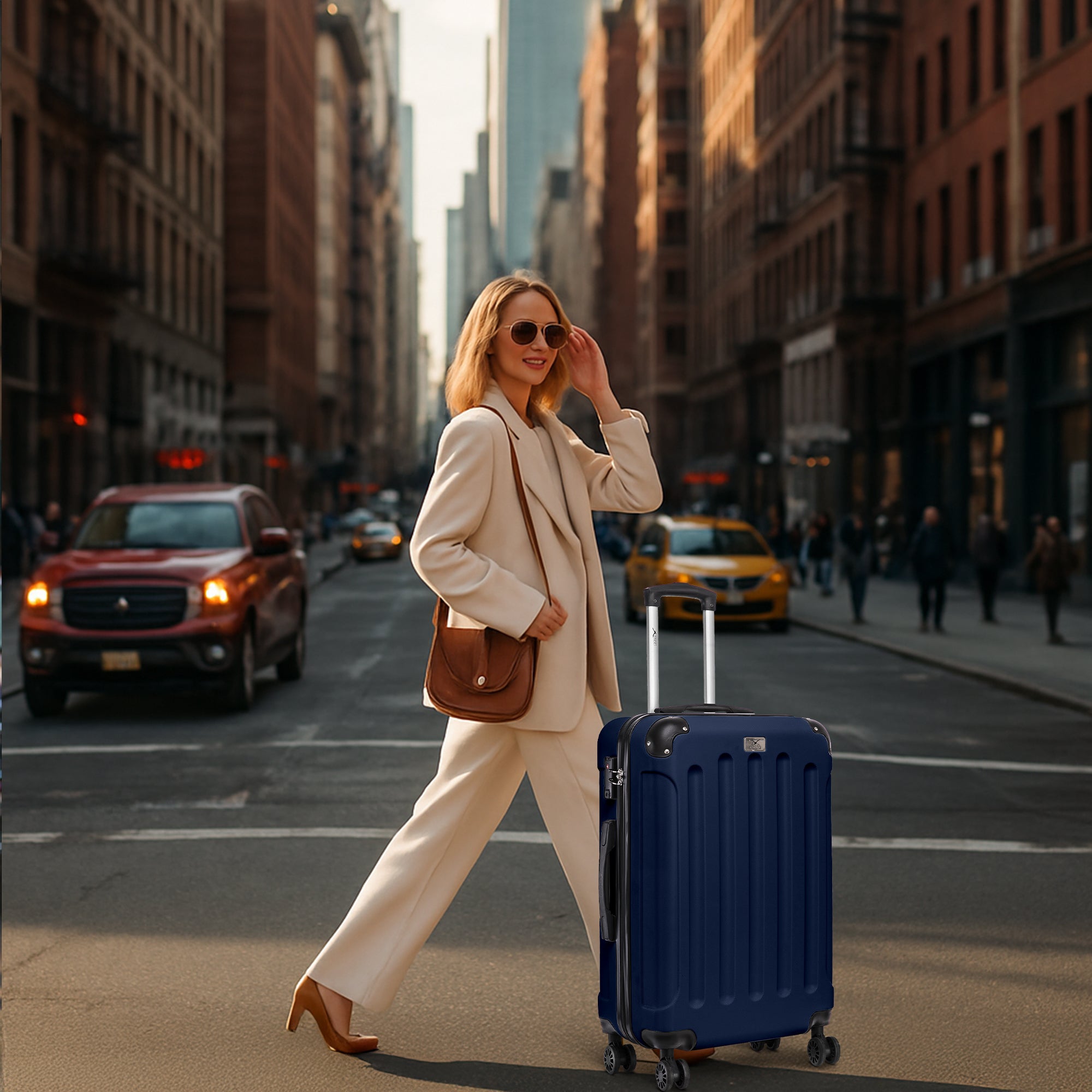 LUGG Skywander 24” Lightweight Underseat Cabin Bag - 67cm x 44cm x 24.5cm – EasyJet Approved Carry-On Suitcase, Durable ABS Hard Shell- Midnight Blue