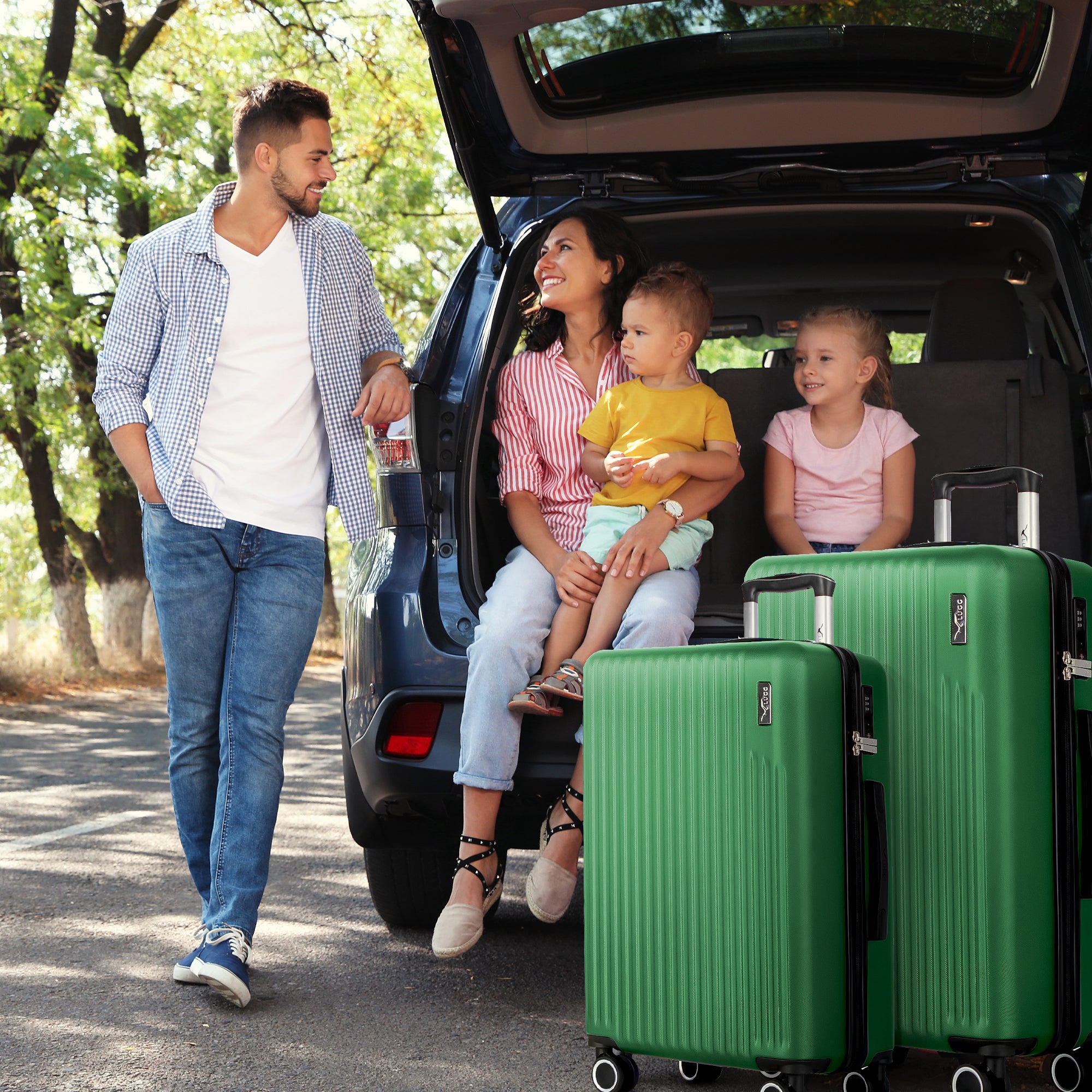 Vacay 20” Suitcase ABS Luggage with TSA Indent Lock, Aluminium Trolley Handle, 360° Spinner Wheels - Airline Compatible (55 x 35 x 23cm) - Forest