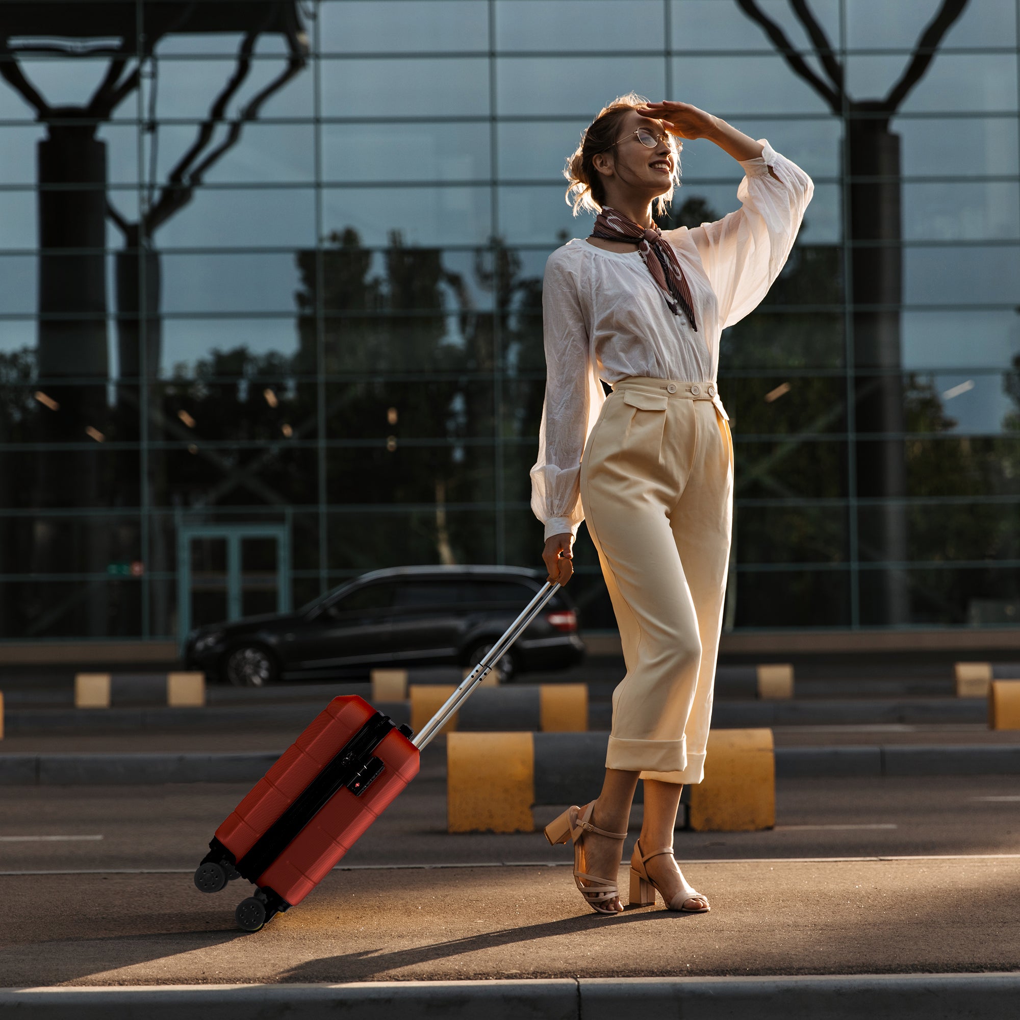 LUGG Jetset 15 Inch ABS Shell Protection Water Resistant & Safe Locking System Easyjet Free Under Seat Luggage (45x33x20cm) - Red