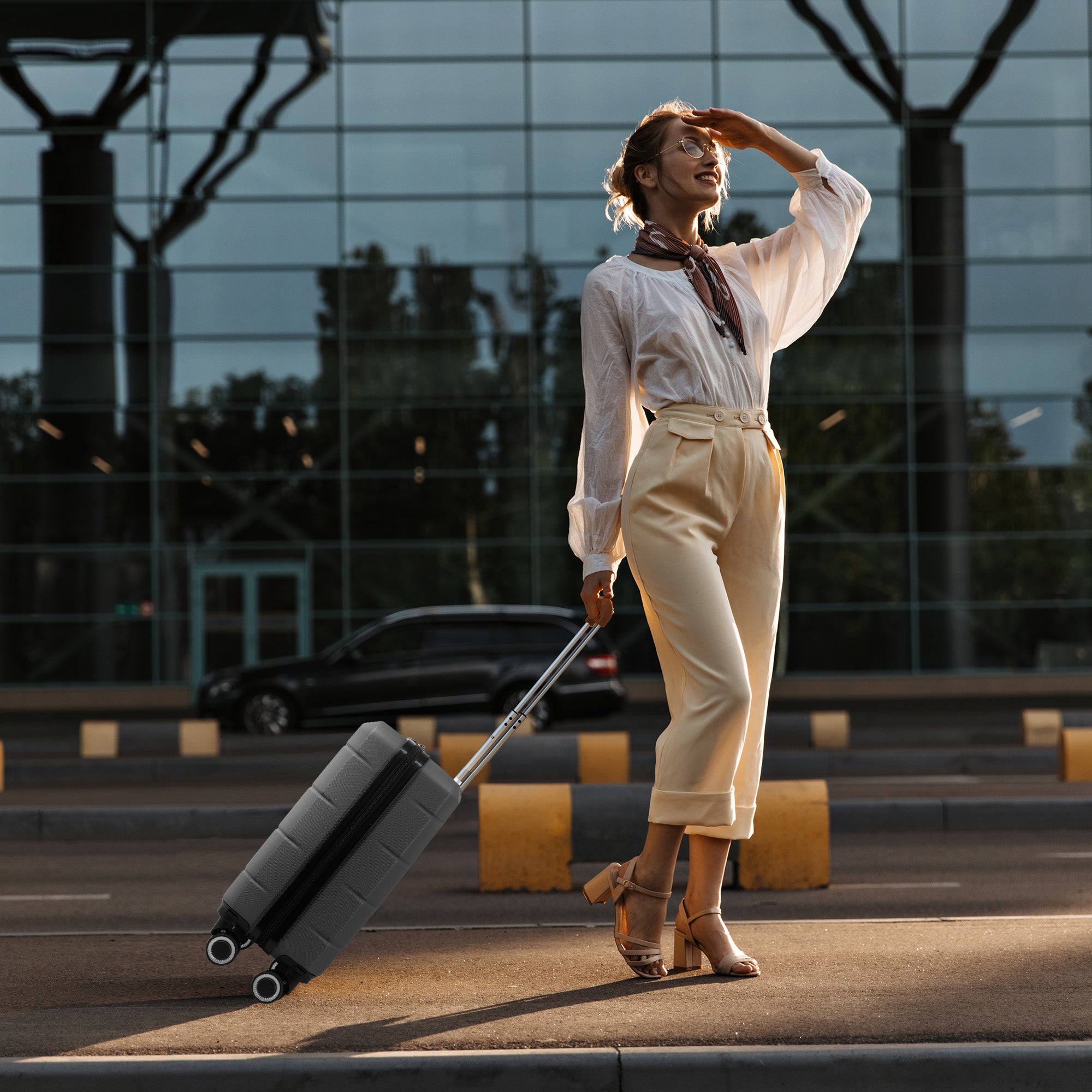 LUGG - Jetset 40cm Suitcase - 40x25x20cm- Ryanair Compatible - TSA Lock - Underseat Size - Hard Shell ABS - Spinner & Removable Wheels - Lightweight Travel Luggage- Gunmetal