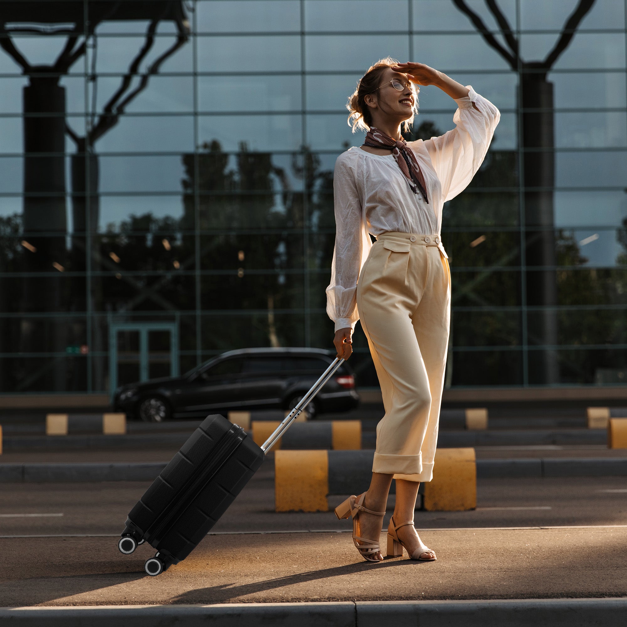 LUGG - Jetset 40cm Suitcase - 40x25x20cm- Ryanair Compatible - TSA Lock - Underseat Size - Hard Shell ABS - Spinner & Removable Wheels - Lightweight Travel Luggage- Black