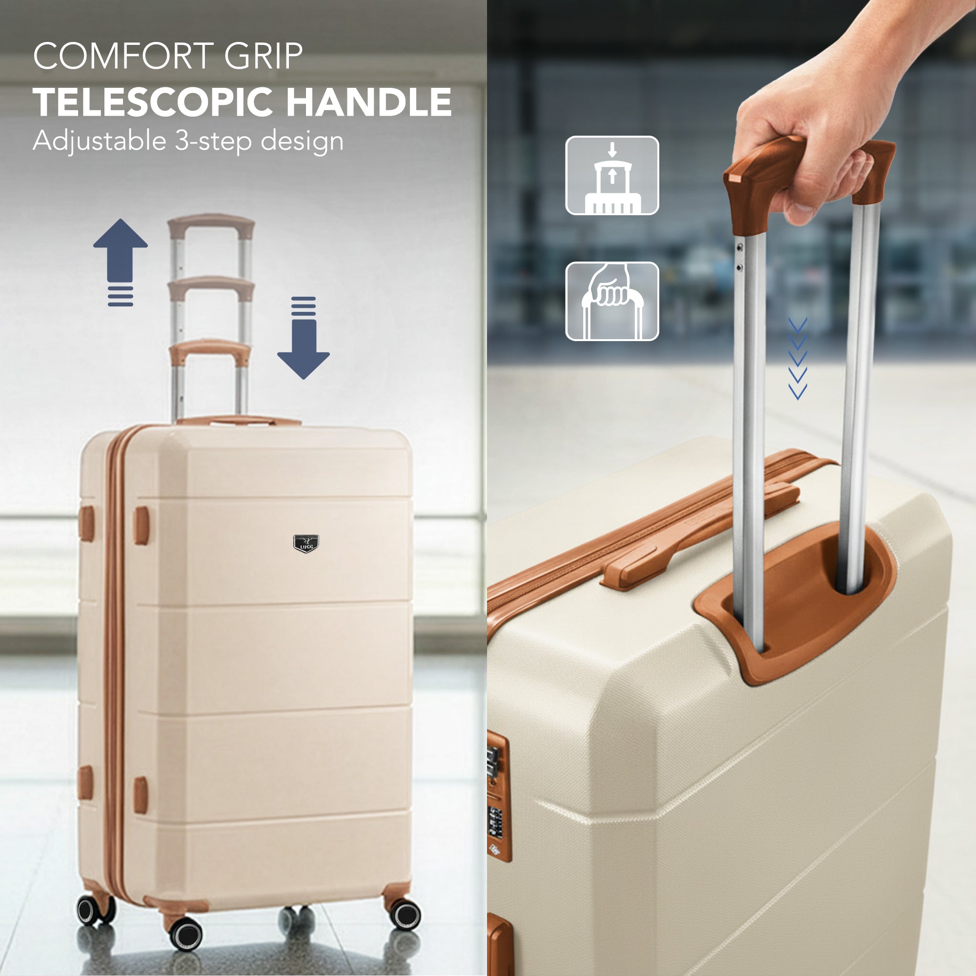 32" Jetset XL Suitcase - Cream & Brown