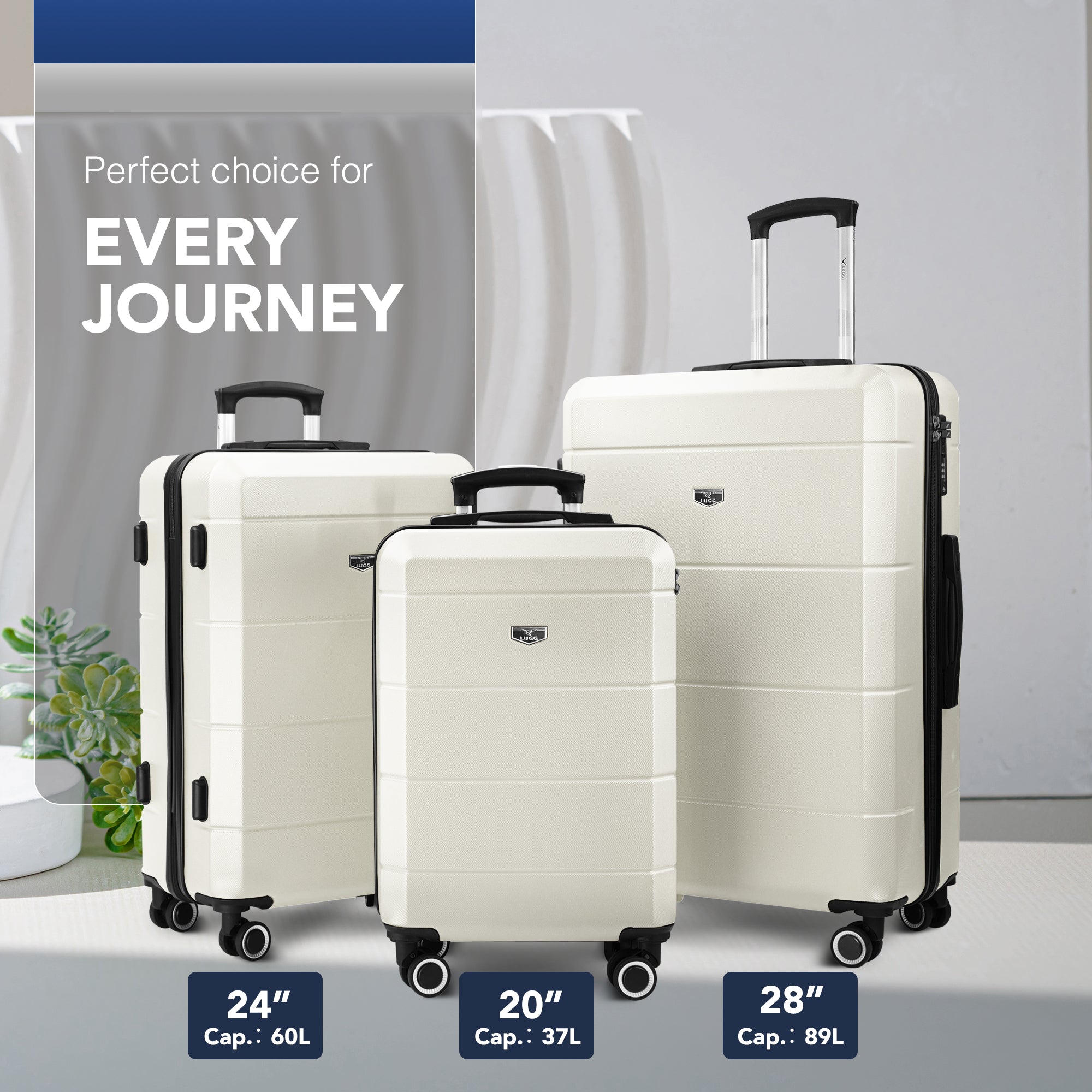 Jetset 3pc Suitcase Set in Ivory