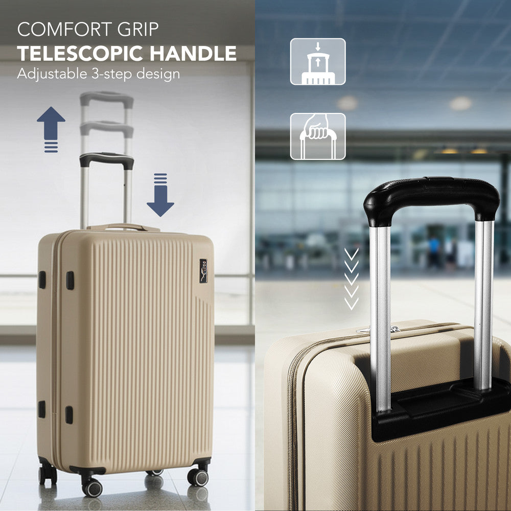 LUGG 32inch Vacay Suitcase ABS Luggage with TSA Indent Lock, Aluminium Trolley Handle, 360° Spinner Wheels, Water-Resistant & Durable Material - Airline Compatible (86 x 31 x 58cm) - Earth