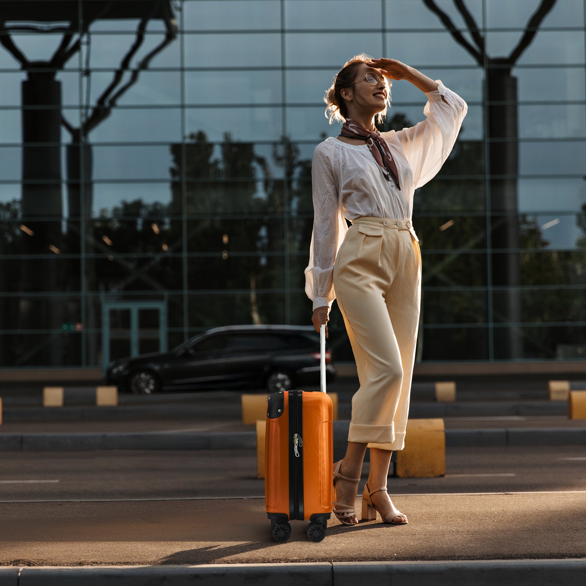 LUGG 40cm Skywander Lightweight Underseat Cabin Bag – Ryanair & EasyJet Approved Carry-On Suitcase, Durable ABS Hard Shell, Smooth Double Spinner Wheels, Water-Resistant & Compact Luggage (40x30x20cm, without wheels) - Orange