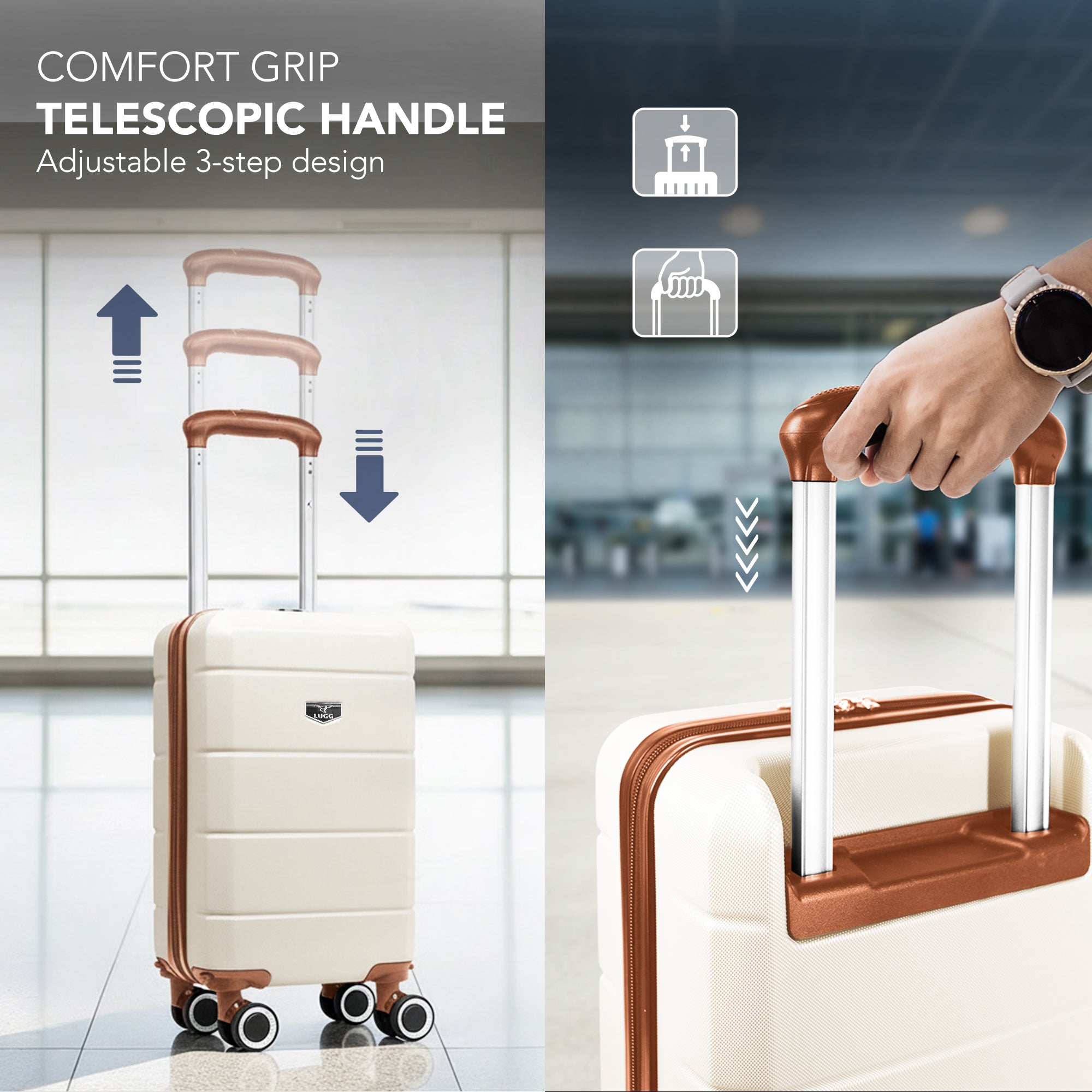 40cm Jetset Underseat Cabin Bag - Cream & Brown