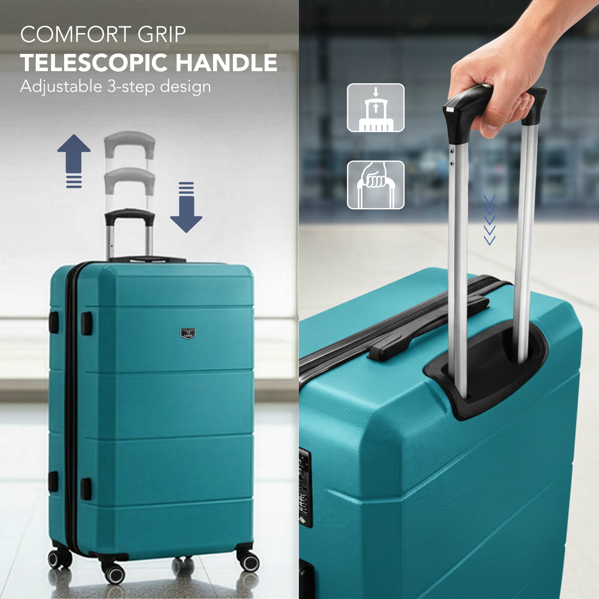 Jetset 32" Large Suitcase – Lightweight Hard Shell Luggage with TSA Lock – Water-Resistant ABS Spinner Suitcase – 4 Wheels – 86x58x31cm Travel Bag - Teal