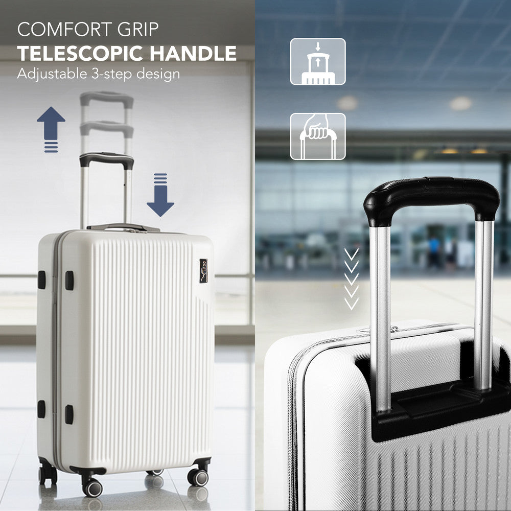 LUGG 32inch Vacay Suitcase ABS Luggage with TSA Indent Lock, Aluminium Trolley Handle, 360° Spinner Wheels, Water-Resistant & Durable Material - Airline Compatible (86 x 31 x 58cm) - Pearl