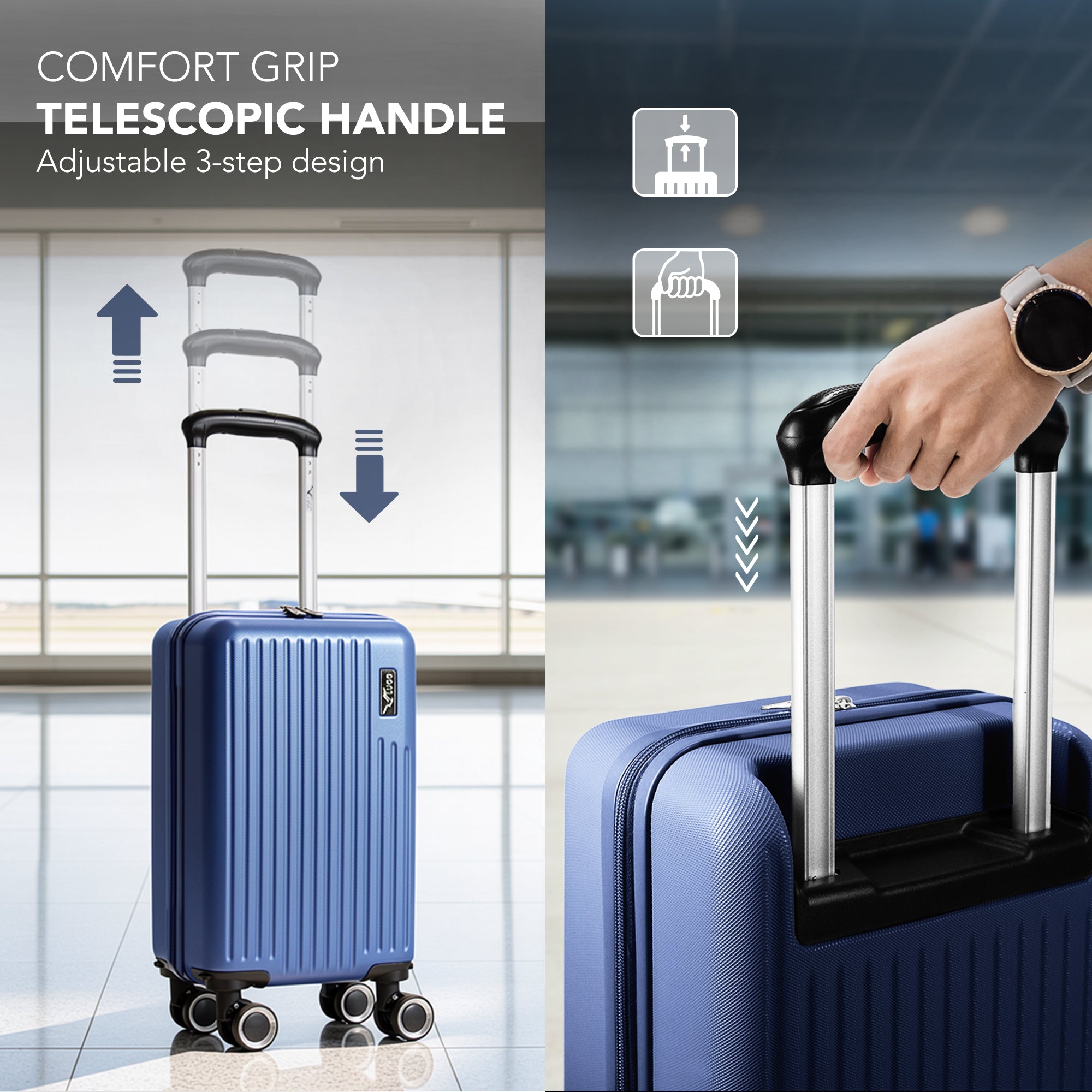LUGG 40cm Vacay Suitcase ABS Luggage, Aluminium Trolley Handle, 360° Spinner Wheels, Water-Resistant & Durable Material - Airline Compatible (40 x 30 x 20cm)- Dusk