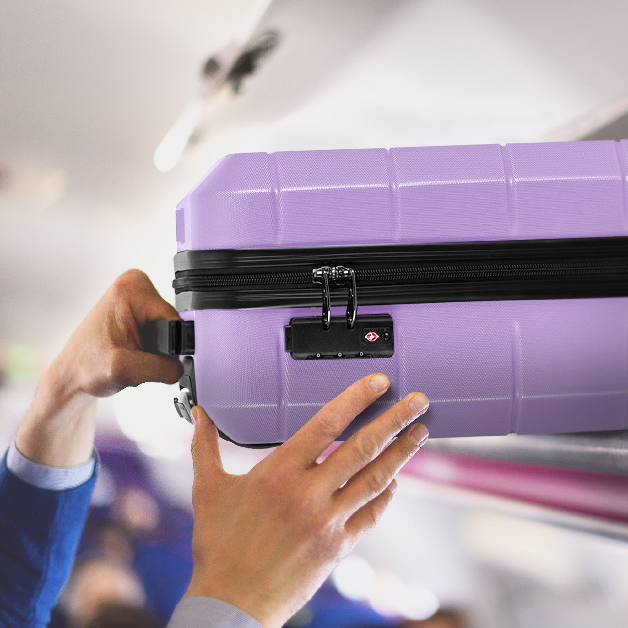 LUGG Jetset 15 Inch ABS Shell Protection Water Resistant & Safe Locking System Easyjet Free Under Seat Luggage (45x33x20cm) - Lavender