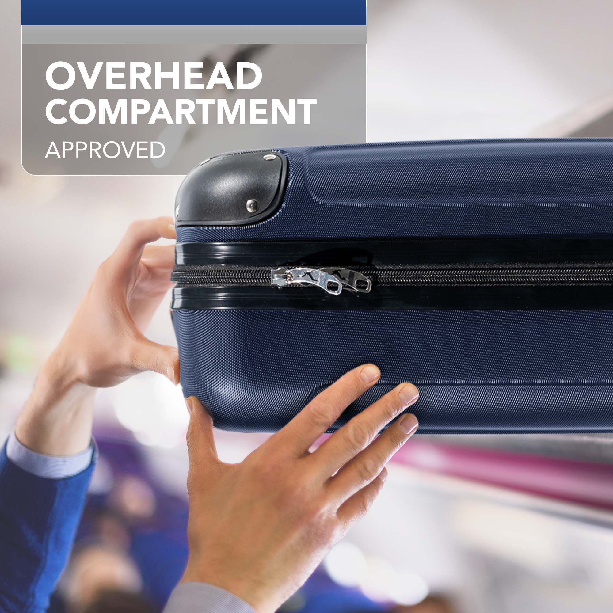 LUGG 40cm Skywander Lightweight Underseat Cabin Bag – Ryanair & EasyJet Approved Carry-On Suitcase, Durable ABS Hard Shell, Smooth Double Spinner Wheels, Water-Resistant & Compact Luggage (40x30x20cm, without wheels) - Midnight Blue