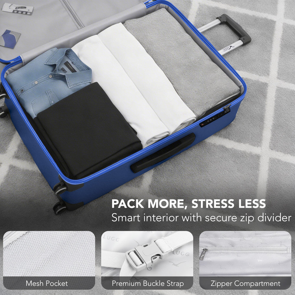 LUGG 32inch Vacay Suitcase ABS Luggage with TSA Indent Lock, Aluminium Trolley Handle, 360° Spinner Wheels, Water-Resistant & Durable Material - Airline Compatible (86 x 31 x 58cm) - Dusk