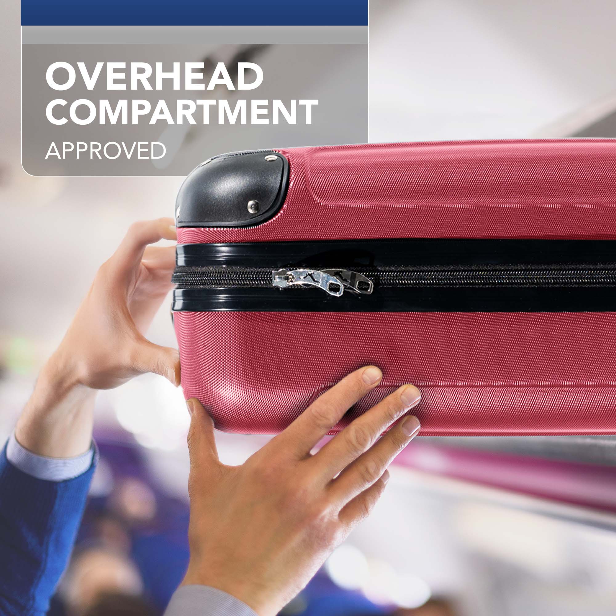 LUGG 40cm Skywander Lightweight Underseat Cabin Bag – Ryanair & EasyJet Approved Carry-On Suitcase, Durable ABS Hard Shell, Smooth Double Spinner Wheels, Water-Resistant & Compact Luggage (40x30x20cm, without wheels) - Burgundy