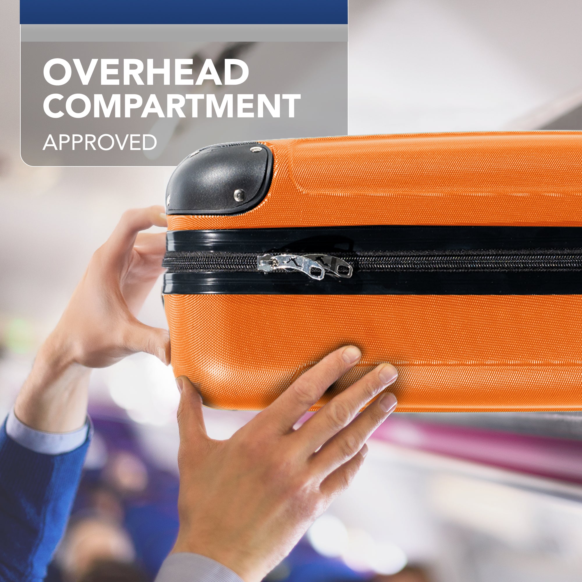 LUGG 40cm Skywander Lightweight Underseat Cabin Bag – Ryanair & EasyJet Approved Carry-On Suitcase, Durable ABS Hard Shell, Smooth Double Spinner Wheels, Water-Resistant & Compact Luggage (40x30x20cm, without wheels) - Orange