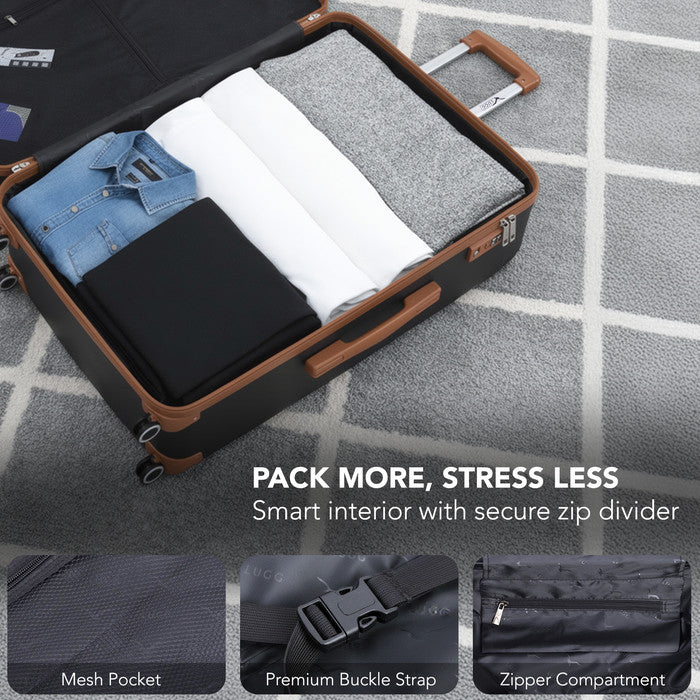28" Jetset Large Suitcase - Black & Brown