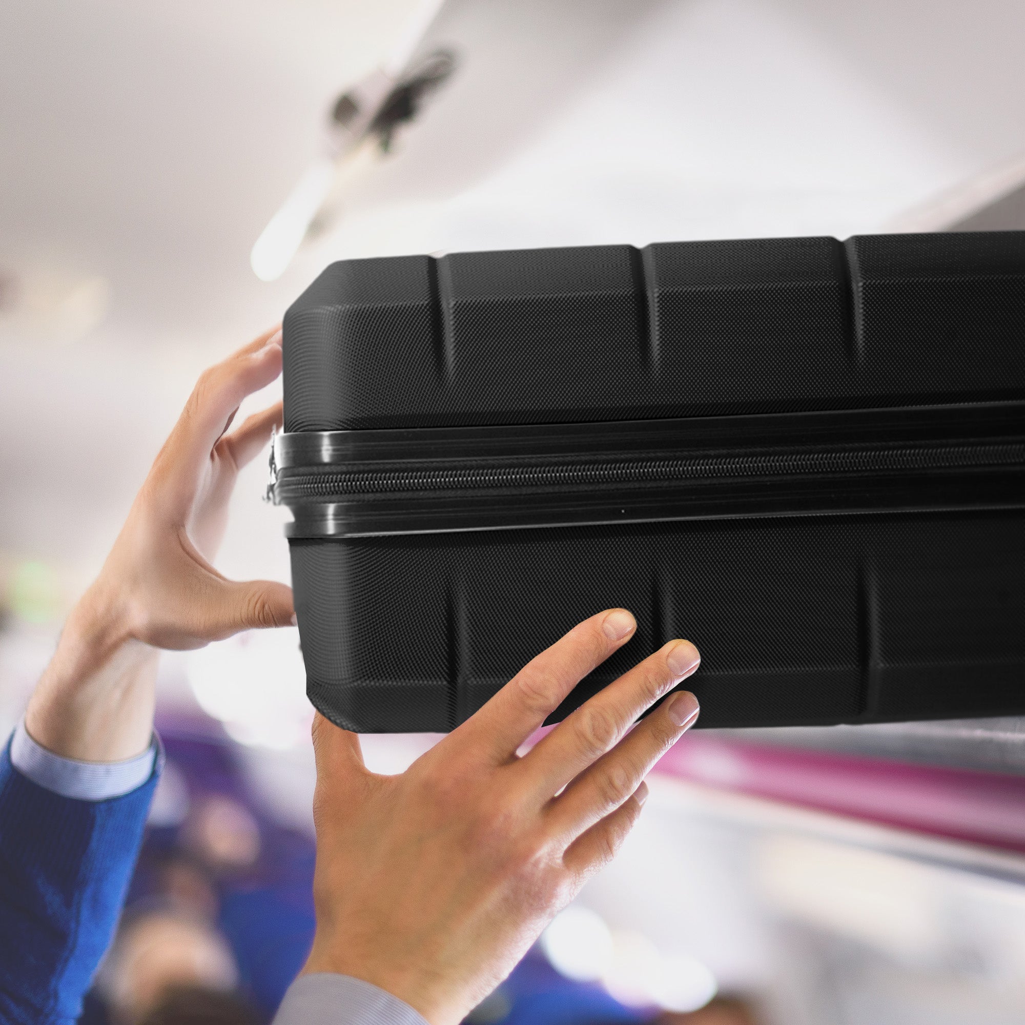 LUGG - Jetset 40cm Suitcase - 40x25x20cm- Ryanair Compatible - TSA Lock - Underseat Size - Hard Shell ABS - Spinner & Removable Wheels - Lightweight Travel Luggage- Black