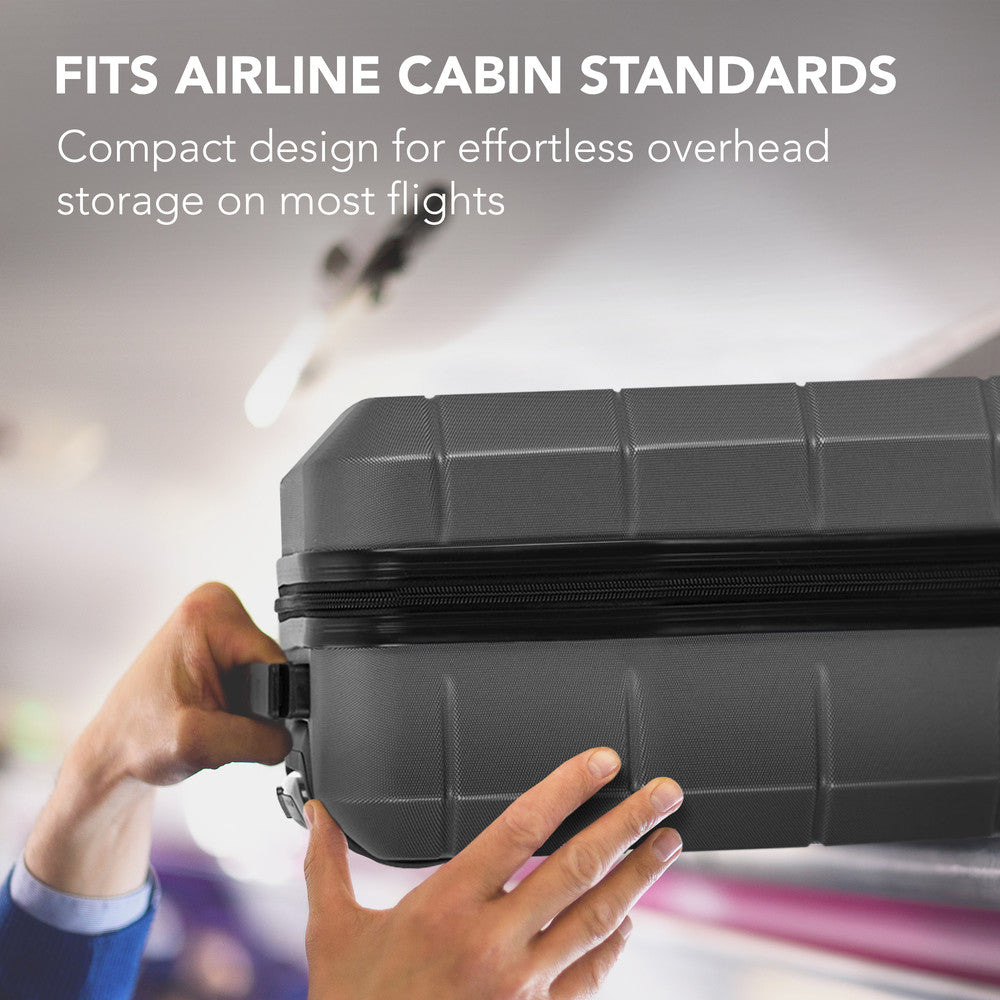 LUGG Jetset 15 Inch ABS Shell Protection Water Resistant & Safe Locking System Easyjet Free Under Seat Luggage (45x33x20cm) - Gunmetal Grey