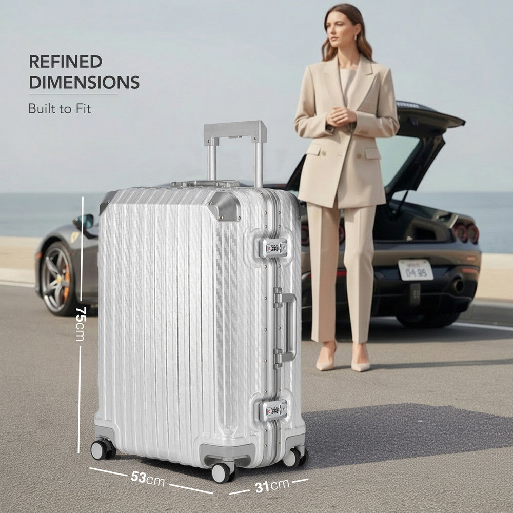 LUGG Solo Explorer 28" Hard Shell Suitcase 75x52x31cm 5yr Warranty Metallic Silver