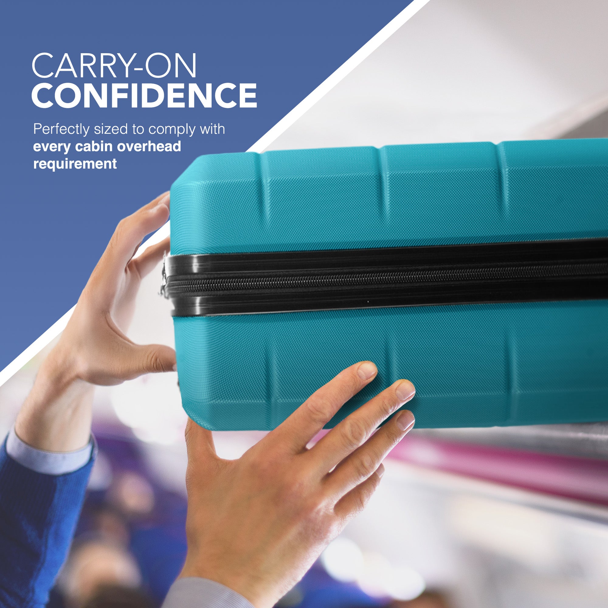 LUGG - Jetset 40cm Suitcase - 40x25x20cm- Ryanair Compatible - TSA Lock - Underseat Size - Hard Shell ABS - Spinner & Removable Wheels - Lightweight Travel Luggage- Teal