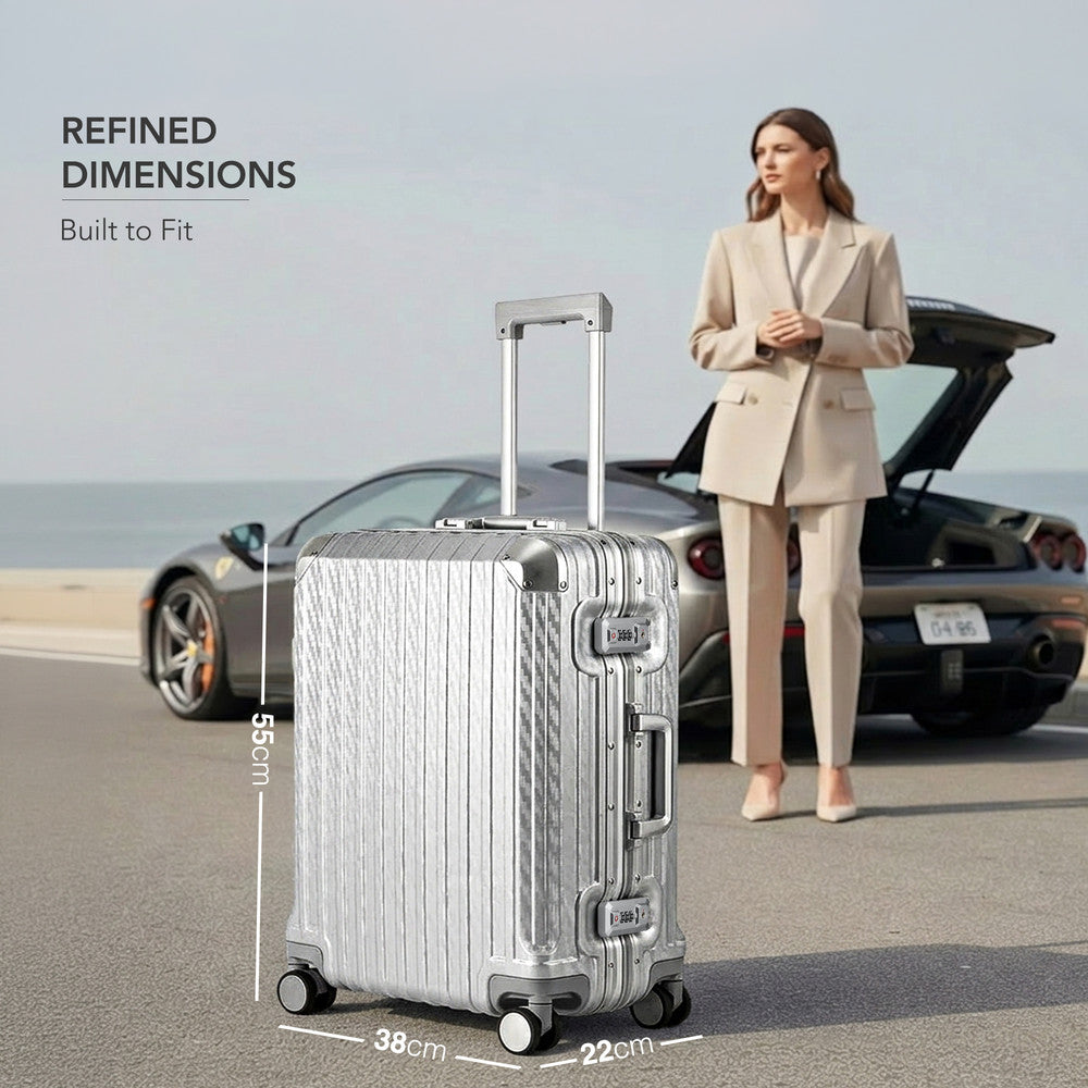 LUGG Solo 20" Hard Shell Suitcase 55x38x22  5yr Warranty Metallic Silver