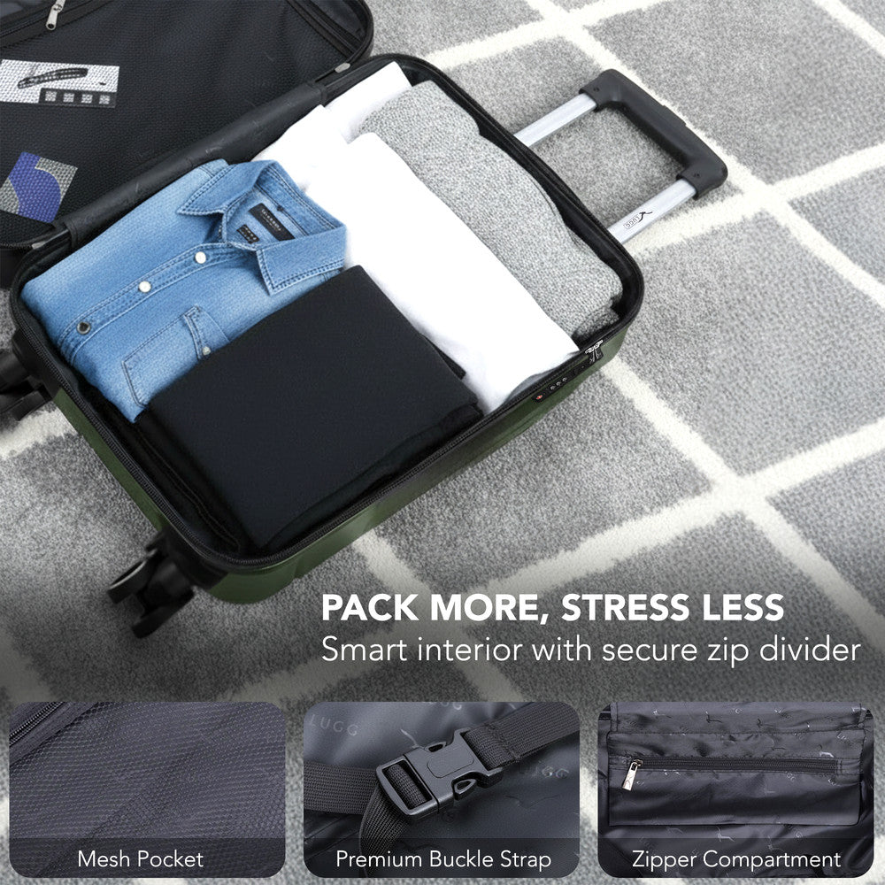 Jetset 20" Cabin Suitcase - 55 x 35 x 23cm in Army Green