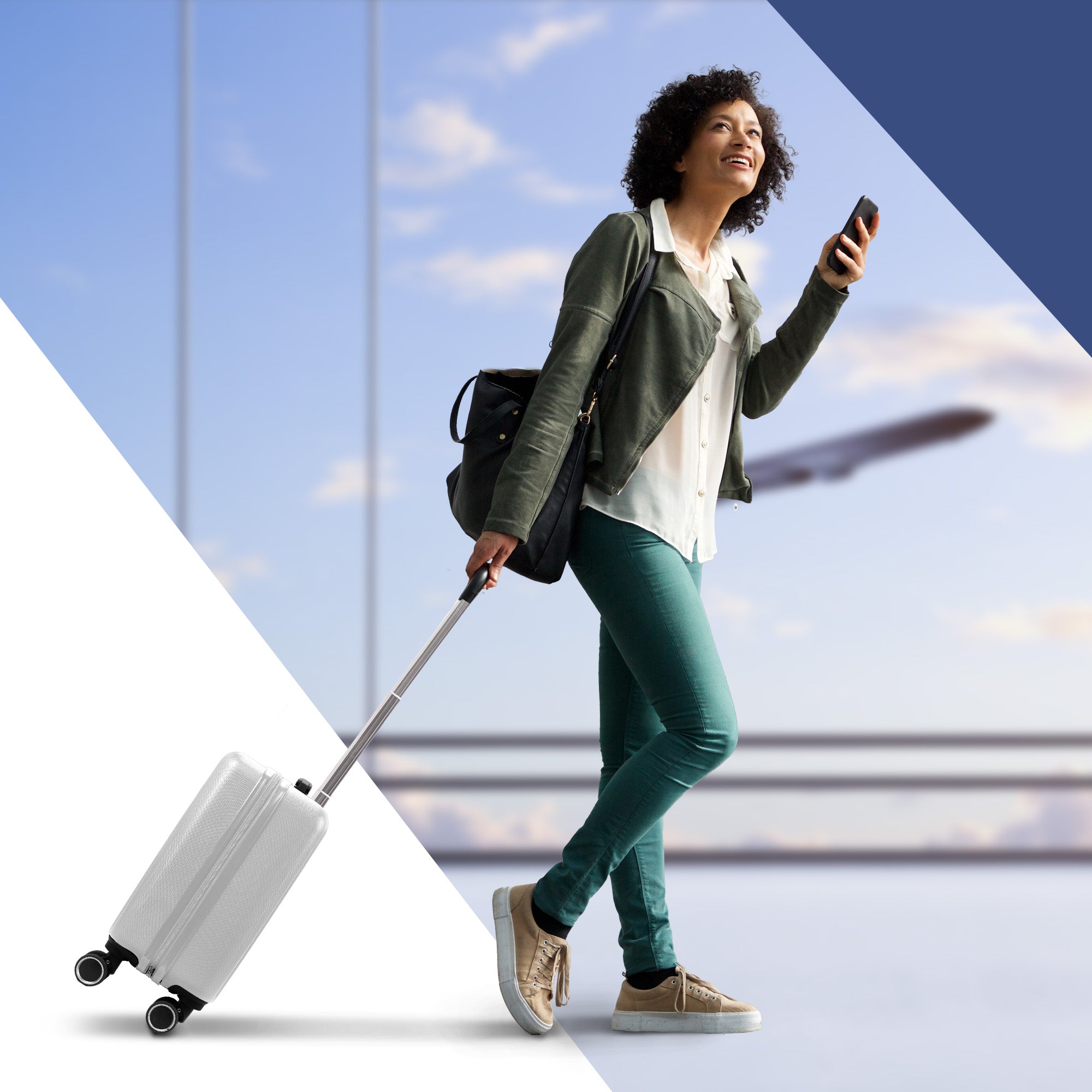 Vacay 15” Suitcase ABS Luggage, Aluminium Trolley Handle, 360° Spinner Wheels - Airline Compatible (45 x 33x 20cm) - Pearl