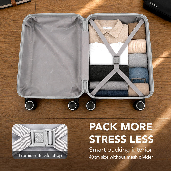 LUGG 40cm Vacay Suitcase ABS Luggage, Aluminium Trolley Handle, 360° Spinner Wheels, Water-Resistant & Durable Material - Airline Compatible (40 x 30 x 20cm)- Pearl