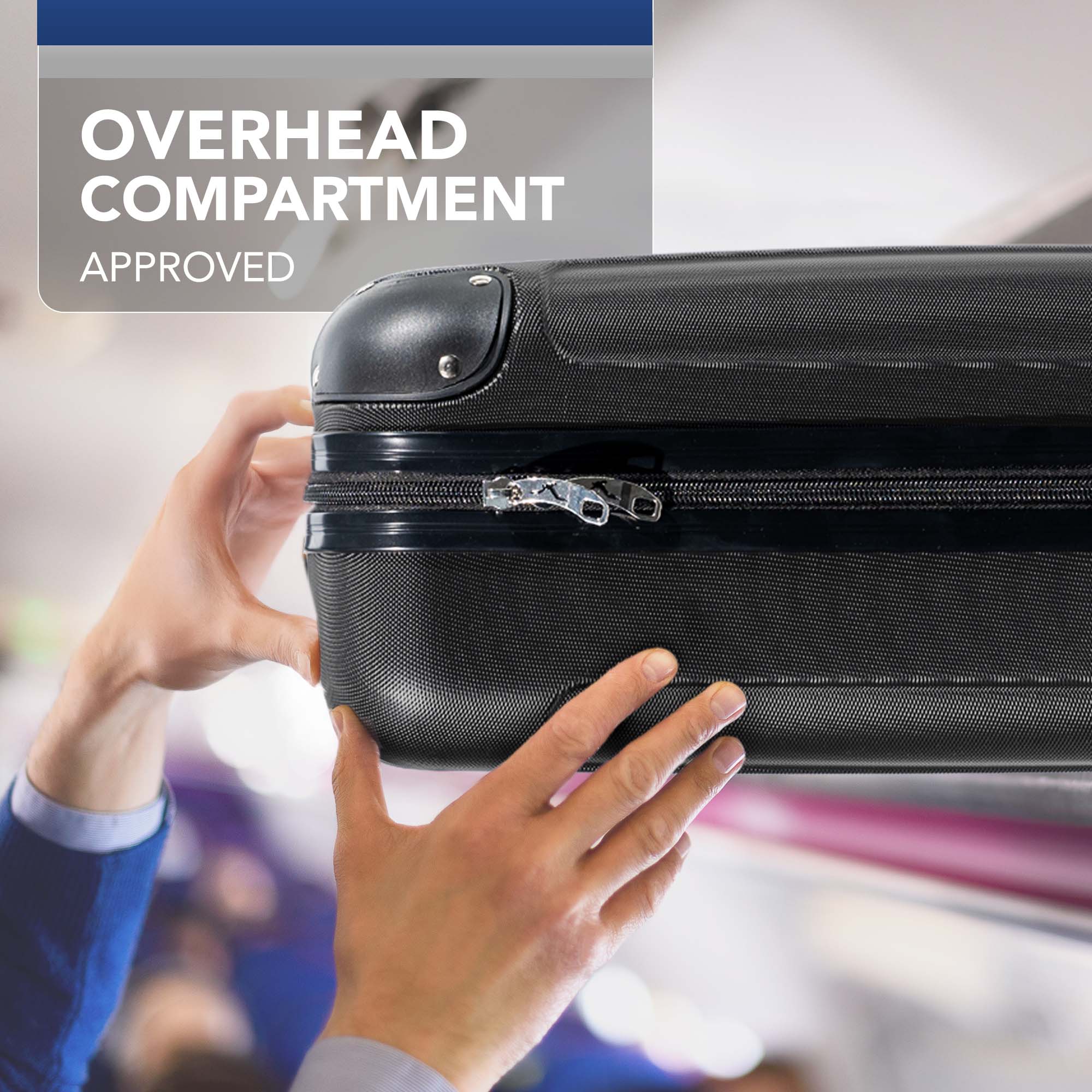 LUGG 40cm Skywander Lightweight Underseat Cabin Bag – Ryanair & EasyJet Approved Carry-On Suitcase, Durable ABS Hard Shell, Smooth Double Spinner Wheels, Water-Resistant & Compact Luggage, (40x30x20cm, without wheels) - Black