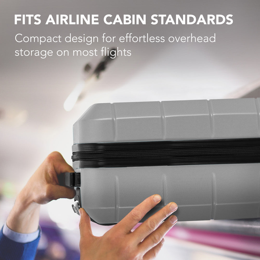 LUGG Jetset 15 Inch ABS Shell Protection Water Resistant & Safe Locking System Easyjet Free Under Seat Luggage (45x33x20cm) - Silver