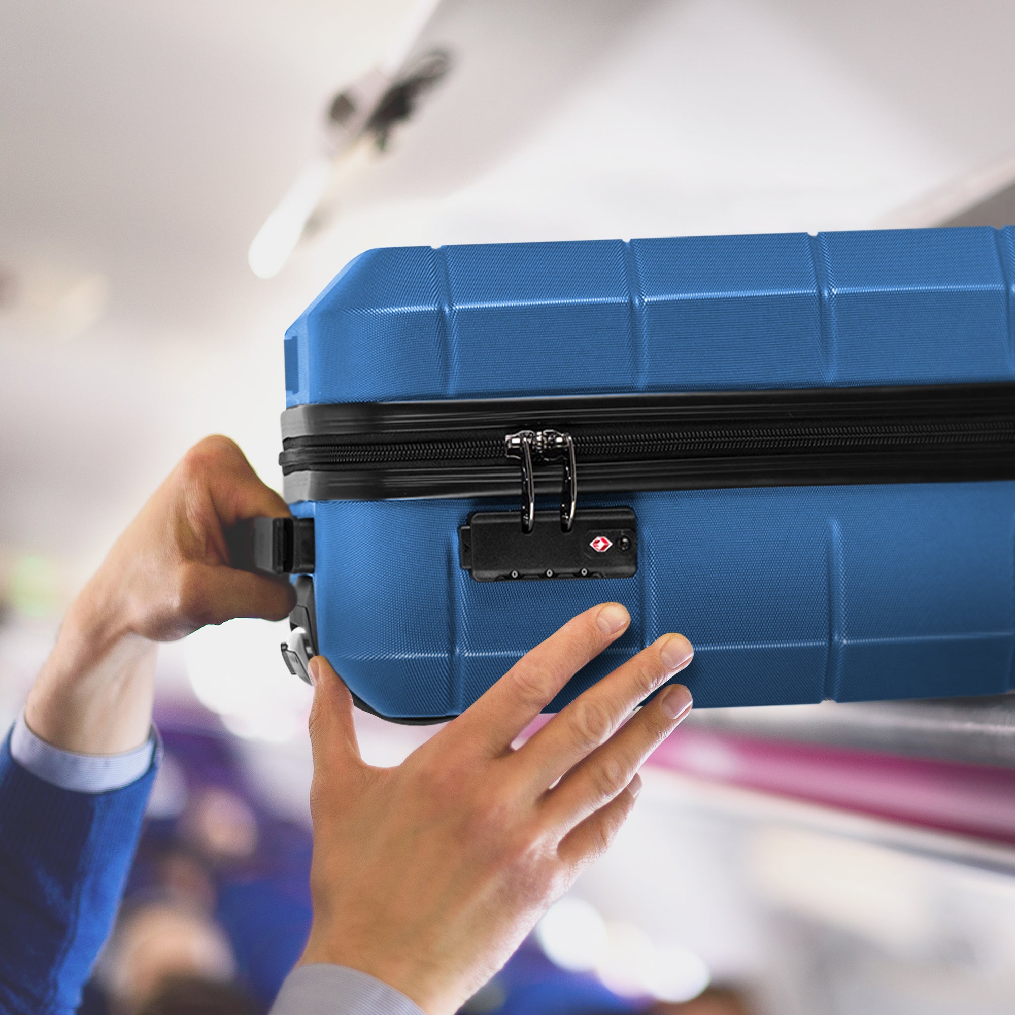 LUGG Jetset 15 Inch ABS Shell Protection Water Resistant & Safe Locking System Easyjet Free Under Seat Luggage (45x33x20cm) - Blue