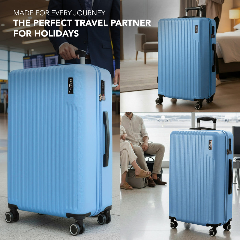 LUGG 32inch Vacay Suitcase ABS Luggage with TSA Indent Lock, Aluminium Trolley Handle, 360° Spinner Wheels, Water-Resistant & Durable Material - Airline Compatible (86 x 31 x 58cm) - Skyblue