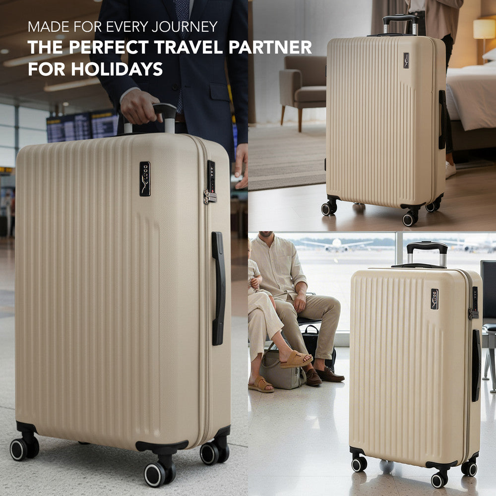LUGG 32inch Vacay Suitcase ABS Luggage with TSA Indent Lock, Aluminium Trolley Handle, 360° Spinner Wheels, Water-Resistant & Durable Material - Airline Compatible (86 x 31 x 58cm) - Earth