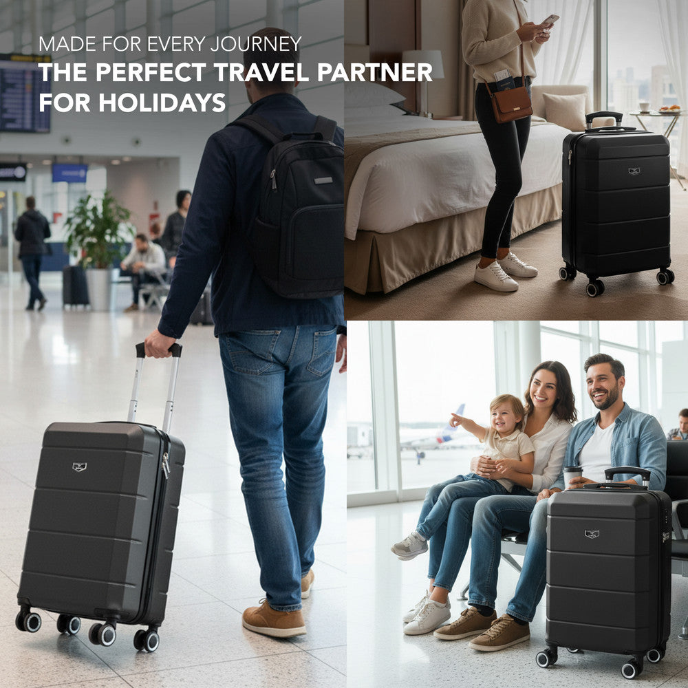 Jetset 20" Cabin Suitcase - 55 x 35 x 23cm in Black