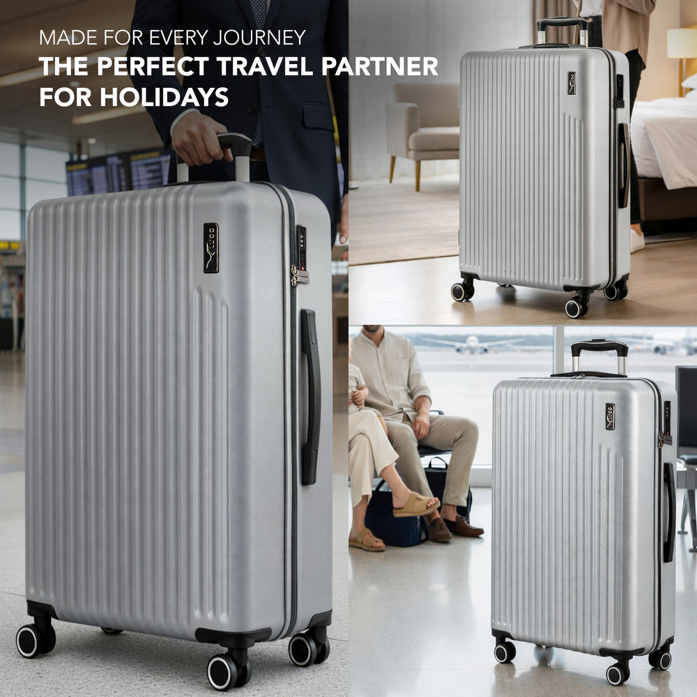 LUGG 32inch Vacay Suitcase ABS Luggage with TSA Indent Lock, Aluminium Trolley Handle, 360° Spinner Wheels, Water-Resistant & Durable Material - Airline Compatible (86 x 31 x 58cm) - Raven