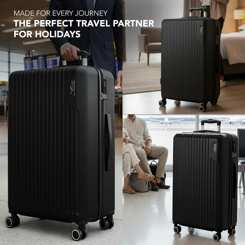 LUGG 32inch Vacay Suitcase ABS Luggage with TSA Indent Lock, Aluminium Trolley Handle, 360° Spinner Wheels, Water-Resistant & Durable Material - Airline Compatible (86 x 31 x 58cm) - Shadow