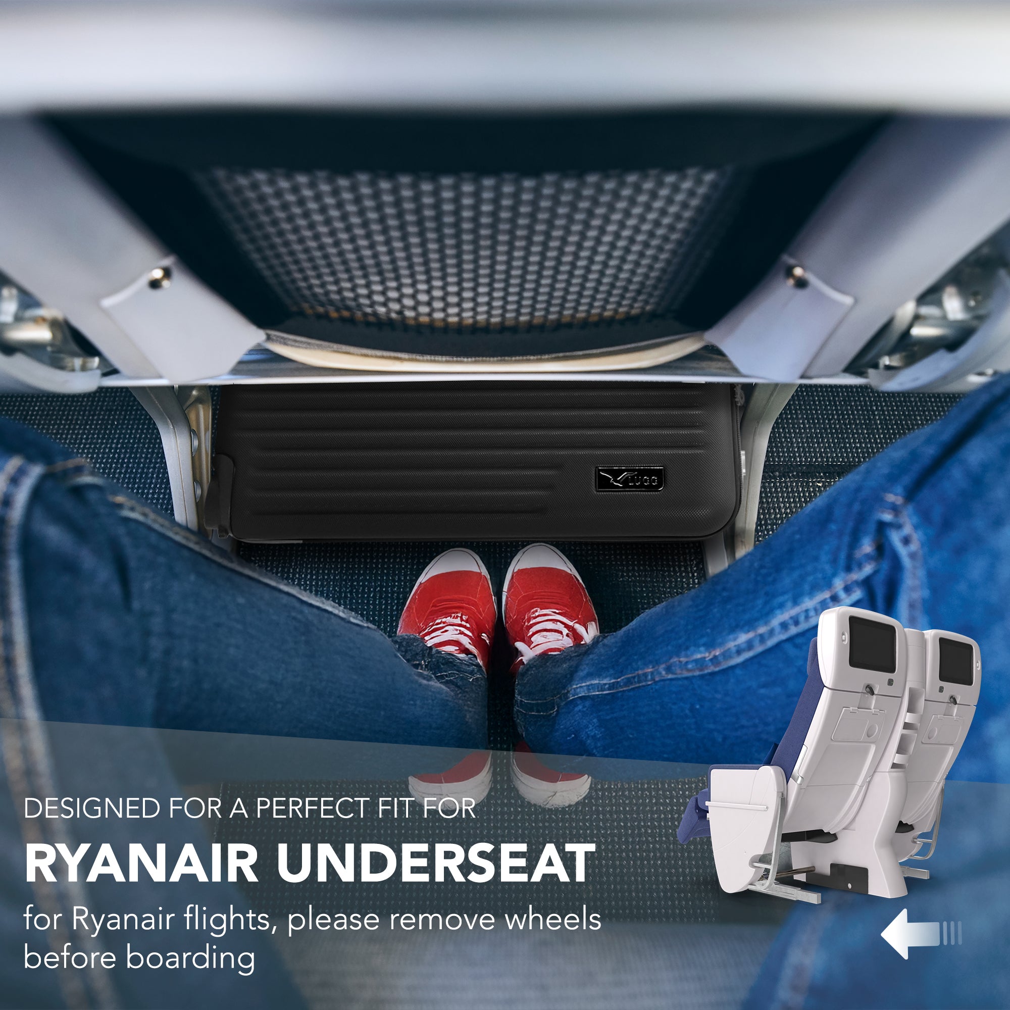 LUGG 40cm Vacay Suitcase ABS Luggage, Aluminium Trolley Handle, 360° Spinner Wheels, Water-Resistant & Durable Material - Airline Compatible (40 x 30 x 20cm)- Shadow