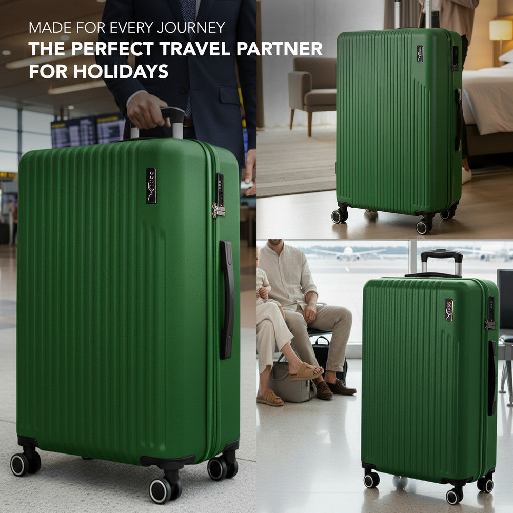 LUGG 32inch Vacay Suitcase ABS Luggage with TSA Indent Lock, Aluminium Trolley Handle, 360° Spinner Wheels, Water-Resistant & Durable Material - Airline Compatible (86 x 31 x 58cm) - Forest
