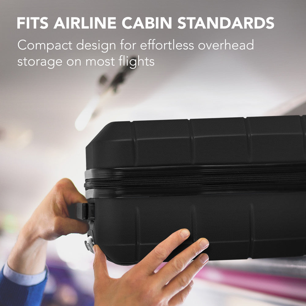 LUGG Jetset 15 Inch ABS Shell Protection Water Resistant & Safe Locking System Easyjet Free Under Seat Luggage (45x33x20cm) - Black