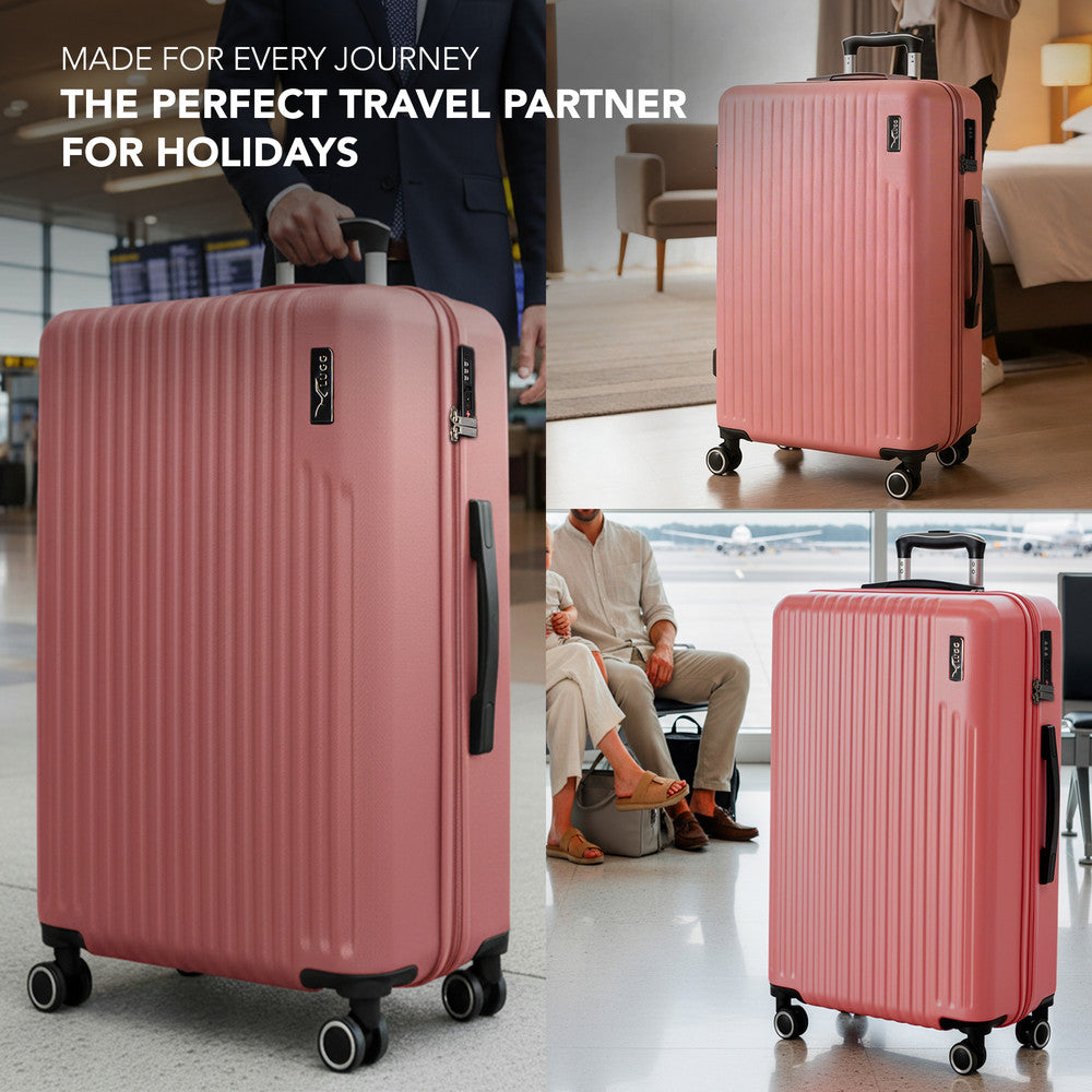LUGG 32inch Vacay Suitcase ABS Luggage with TSA Indent Lock, Aluminium Trolley Handle, 360° Spinner Wheels, Water-Resistant & Durable Material - Airline Compatible (86 x 31 x 58cm) - Clay