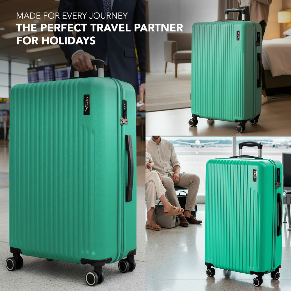 LUGG 32inch Vacay Suitcase ABS Luggage with TSA Indent Lock, Aluminium Trolley Handle, 360° Spinner Wheels, Water-Resistant & Durable Material - Airline Compatible (86 x 31 x 58cm) - Mint