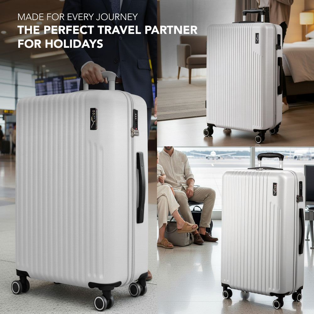 LUGG 32inch Vacay Suitcase ABS Luggage with TSA Indent Lock, Aluminium Trolley Handle, 360° Spinner Wheels, Water-Resistant & Durable Material - Airline Compatible (86 x 31 x 58cm) - Pearl