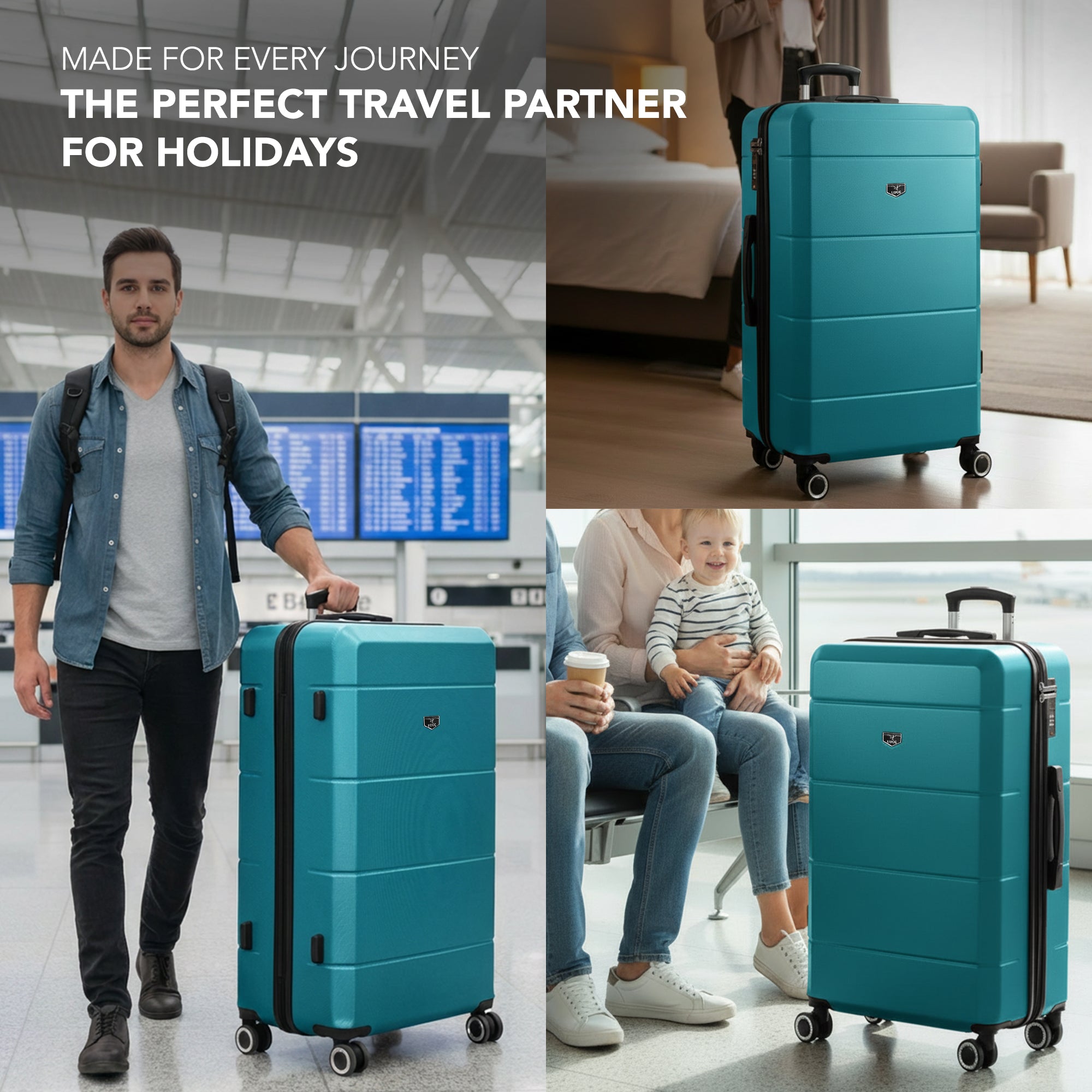 Jetset 32" Large Suitcase – Lightweight Hard Shell Luggage with TSA Lock – Water-Resistant ABS Spinner Suitcase – 4 Wheels – 86x58x31cm Travel Bag - Teal