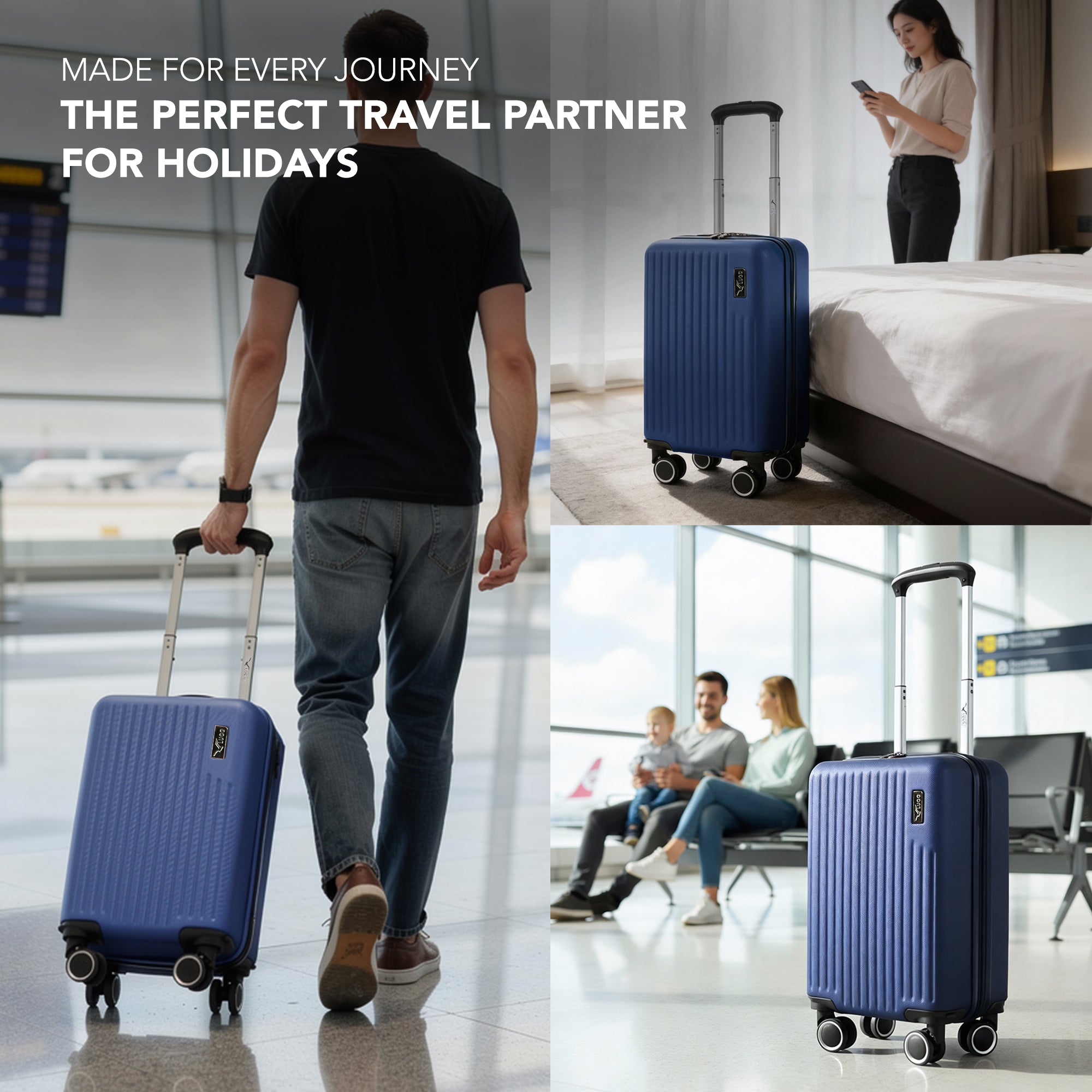 LUGG 40cm Vacay Suitcase ABS Luggage, Aluminium Trolley Handle, 360° Spinner Wheels, Water-Resistant & Durable Material - Airline Compatible (40 x 30 x 20cm)- Dusk