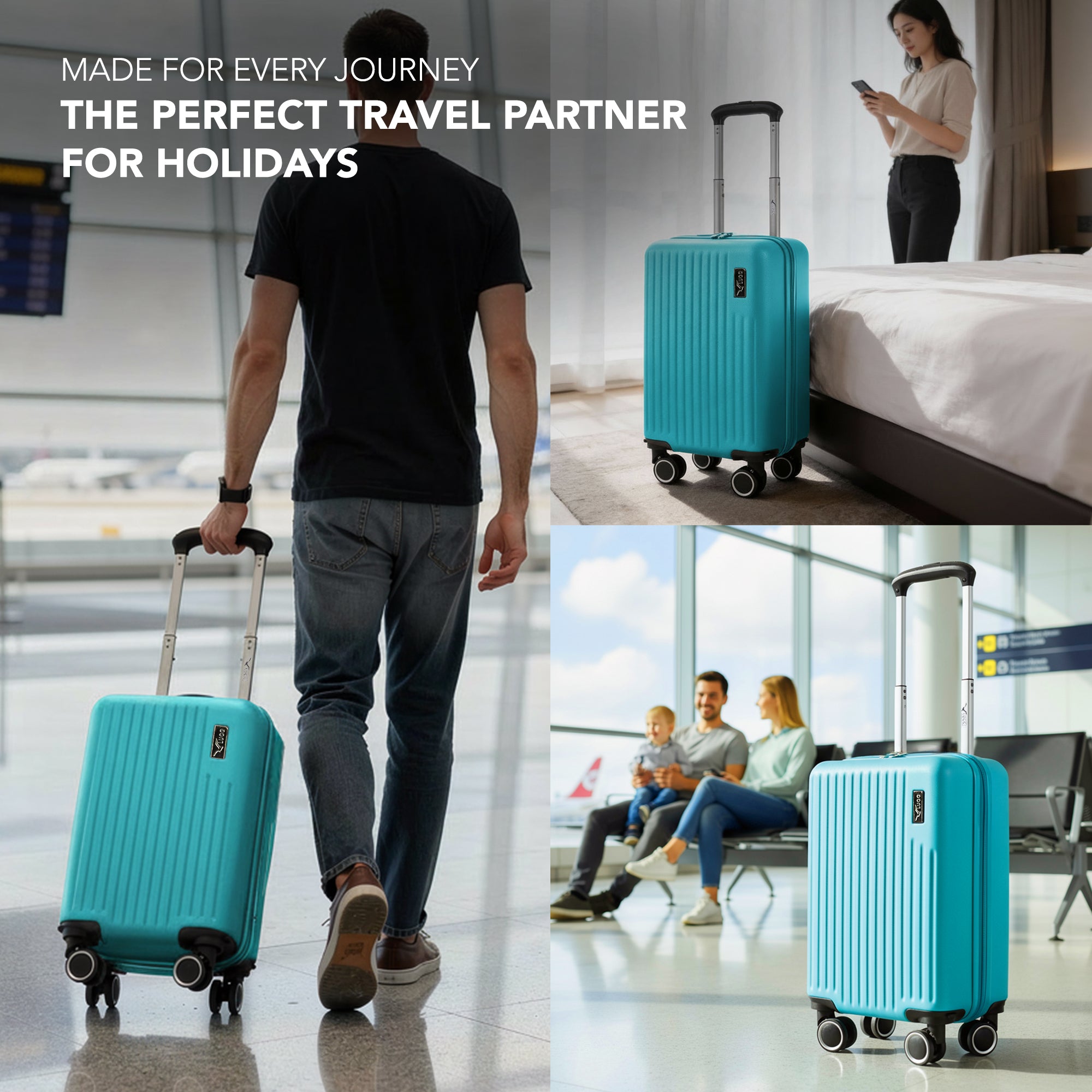 LUGG 40cm Vacay Suitcase ABS Luggage, Aluminium Trolley Handle, 360° Spinner Wheels, Water-Resistant & Durable Material - Airline Compatible (40 x 30 x 20cm)- Ocean